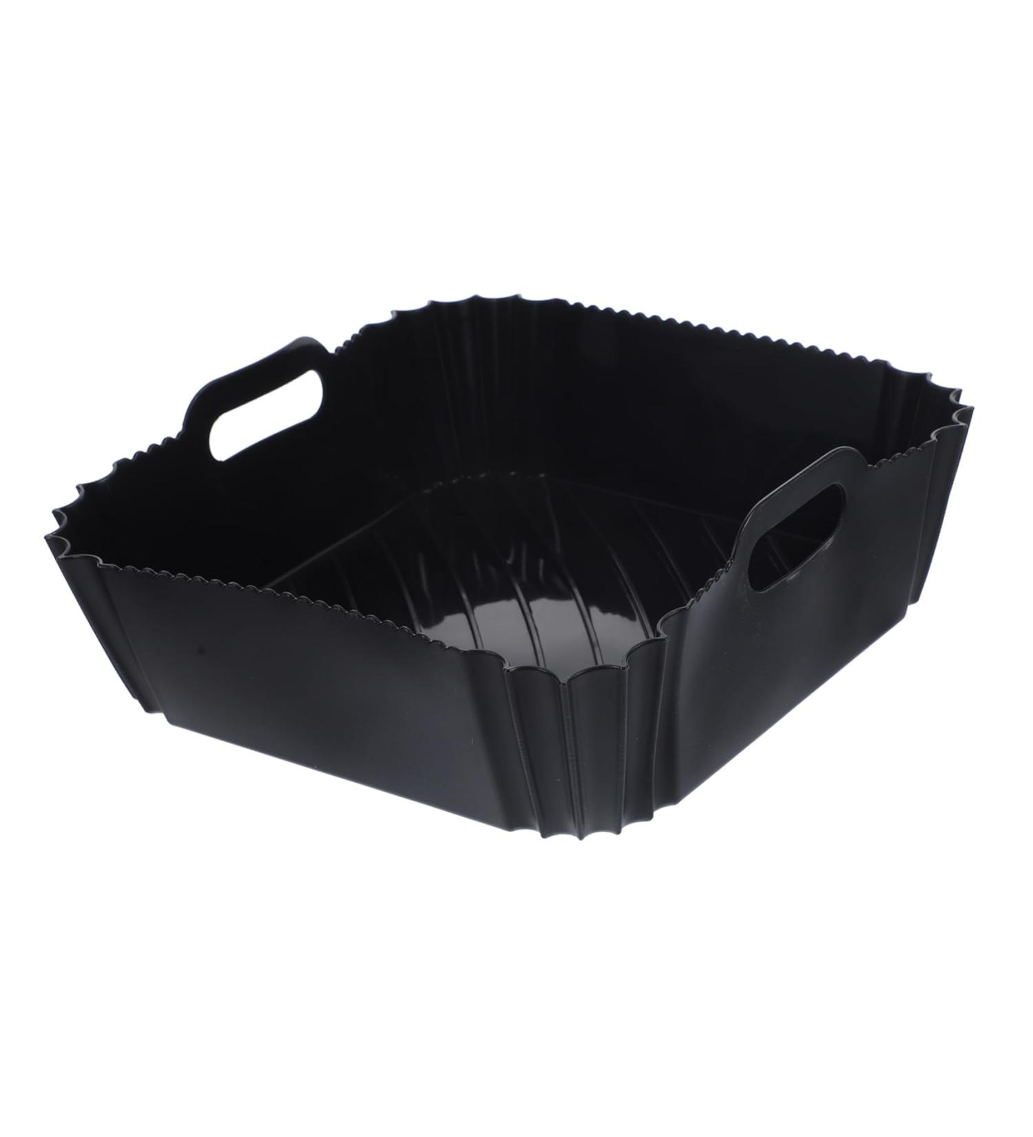 GRIRIW Air Fryer Pad Non Stick Baking Pan Reusable Air Fryer Baskets Silicone Bakeware Foldable Black 22X6CM - Buy Online on GoSupps.com