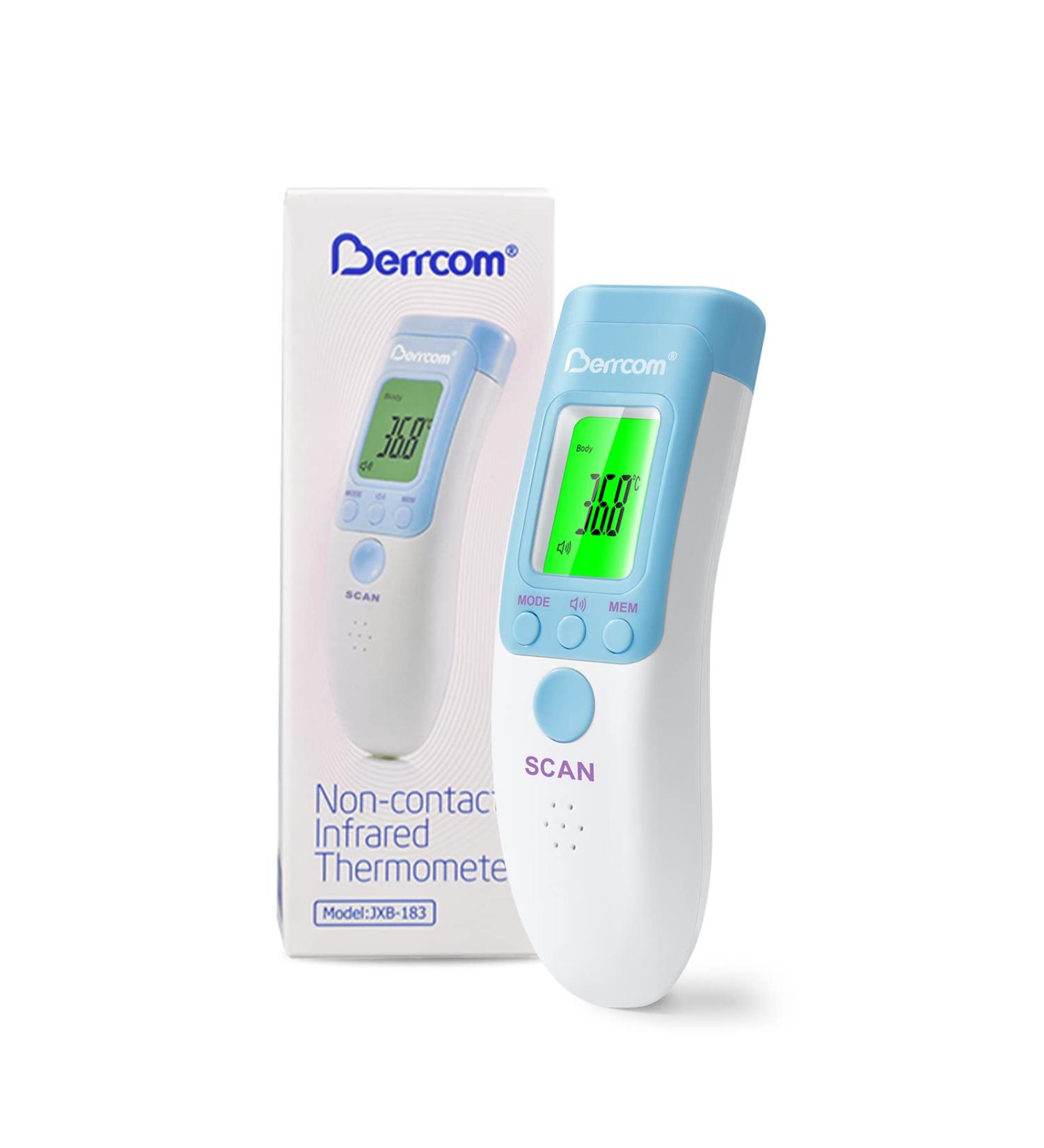 Berrcom Digital Infrared Forehead Thermometer for Babies - Contactless Fever Alarm C/ F Switch 3 Colors - Buy Online on GoSupps.com