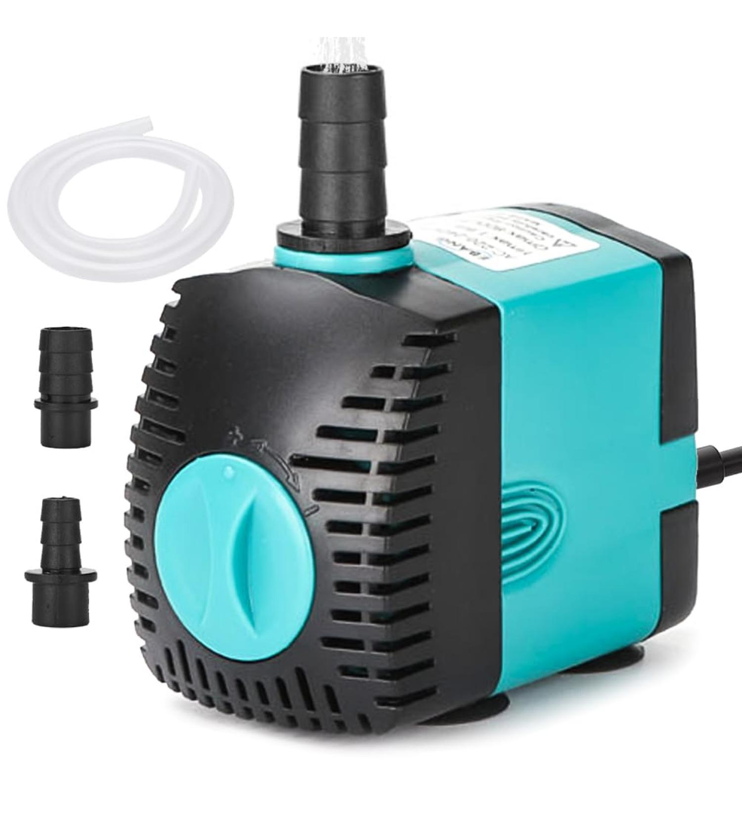 High-Power Aquarium Pump 600L/h - 6W Water Pump for Pond Fountain & Garden with 2 Nozzles & 1.5m Pipe - Buy Online on GoSupps.com