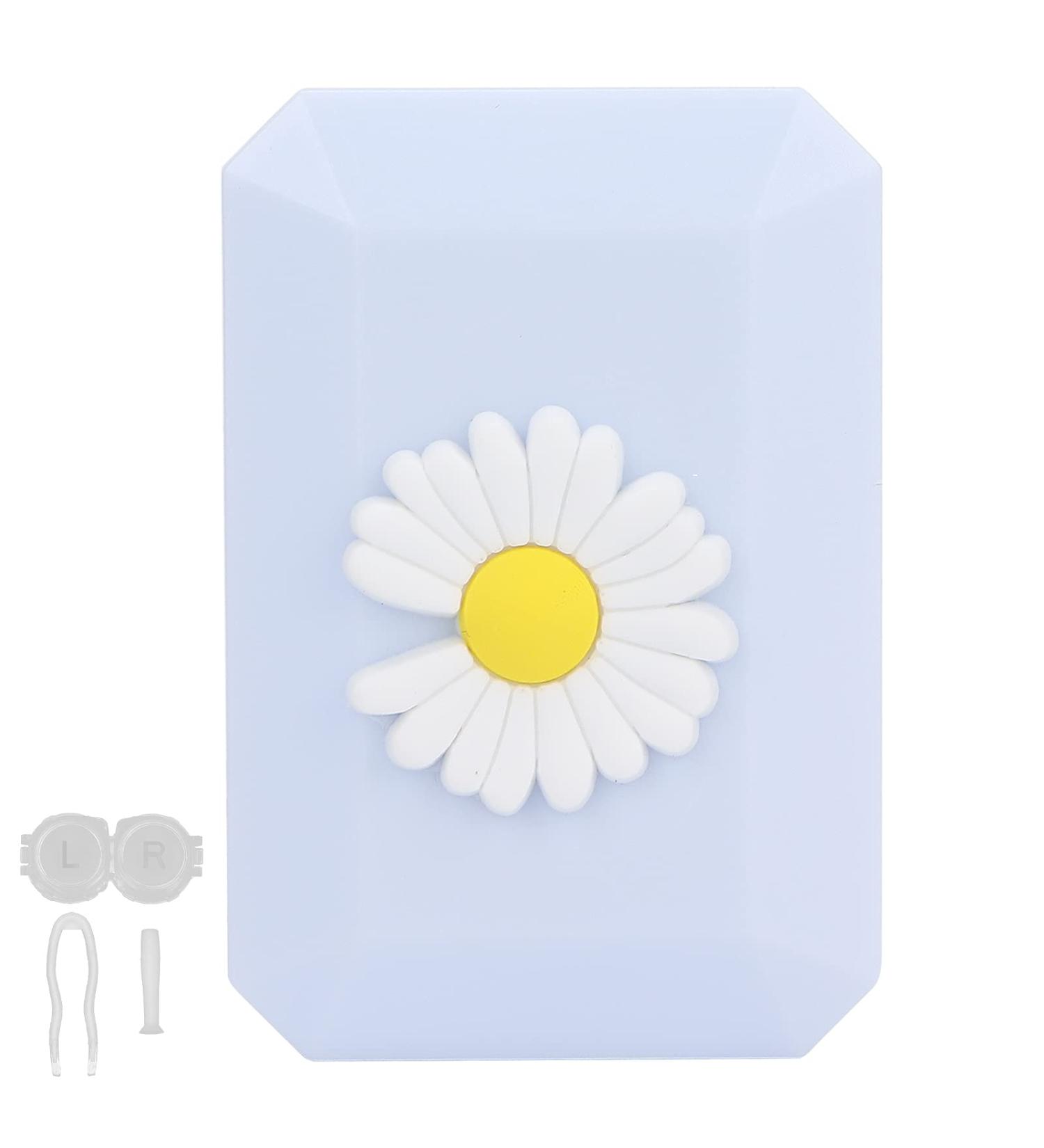 Buy Eco-Friendly Waterproof Contact Lens Box with Mirror & Tweezers | Dustproof Container for Daily Use - Chrysantheme - Buy Online on GoSupps.com