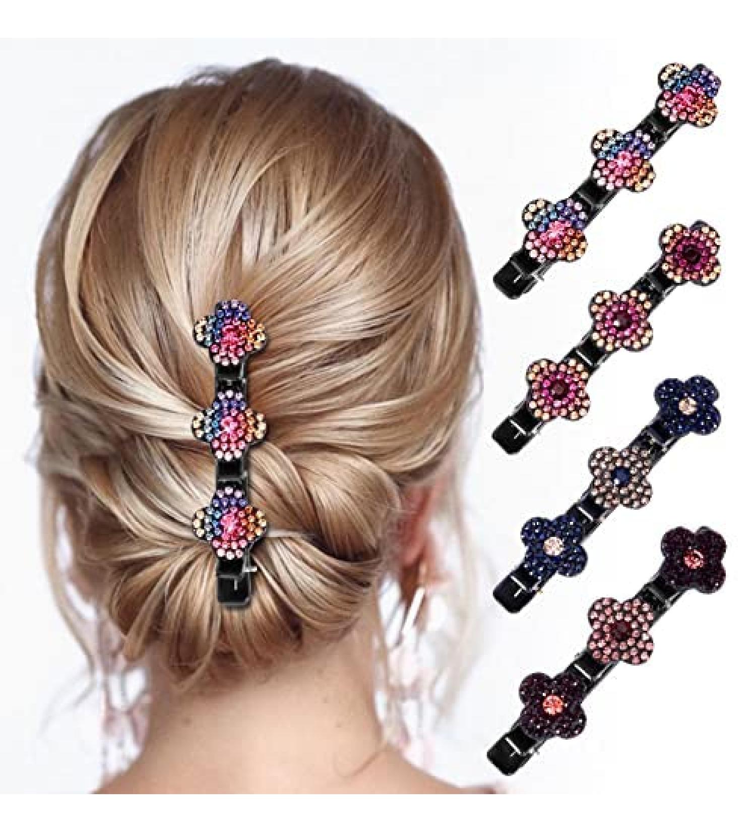 Sparkling Crystal Stone Braided Hair Clips for Women