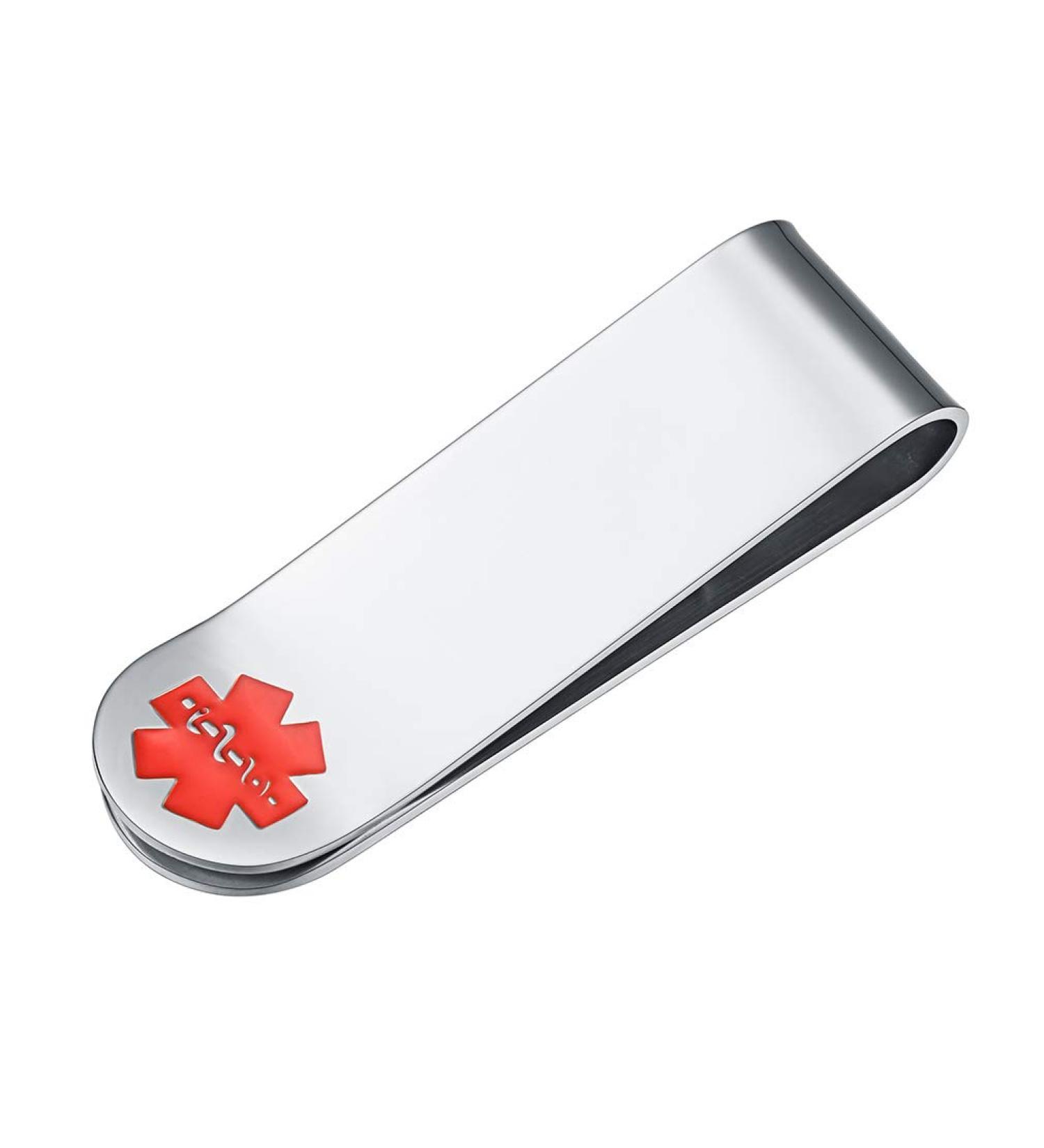 Custom Stainless Steel Medical Alert ID Money Clip | Health Emergency Wallet Clip | Perfect Jewelry Gift for Dad - Buy Online on GoSupps.com