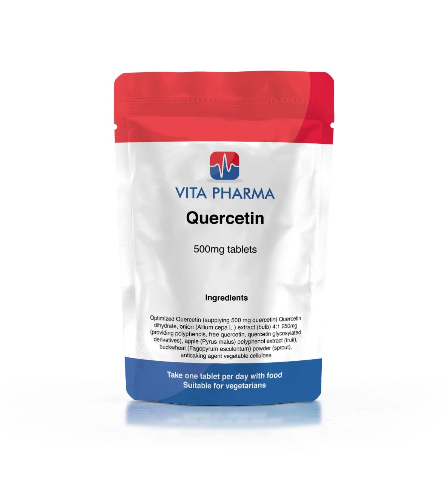 HIGH Strength QUERCETIN 500mg 365 Tablets 1 Years Supply Suitable for Vegetarians Produced here in The UK - Buy Online on GoSupps.com
