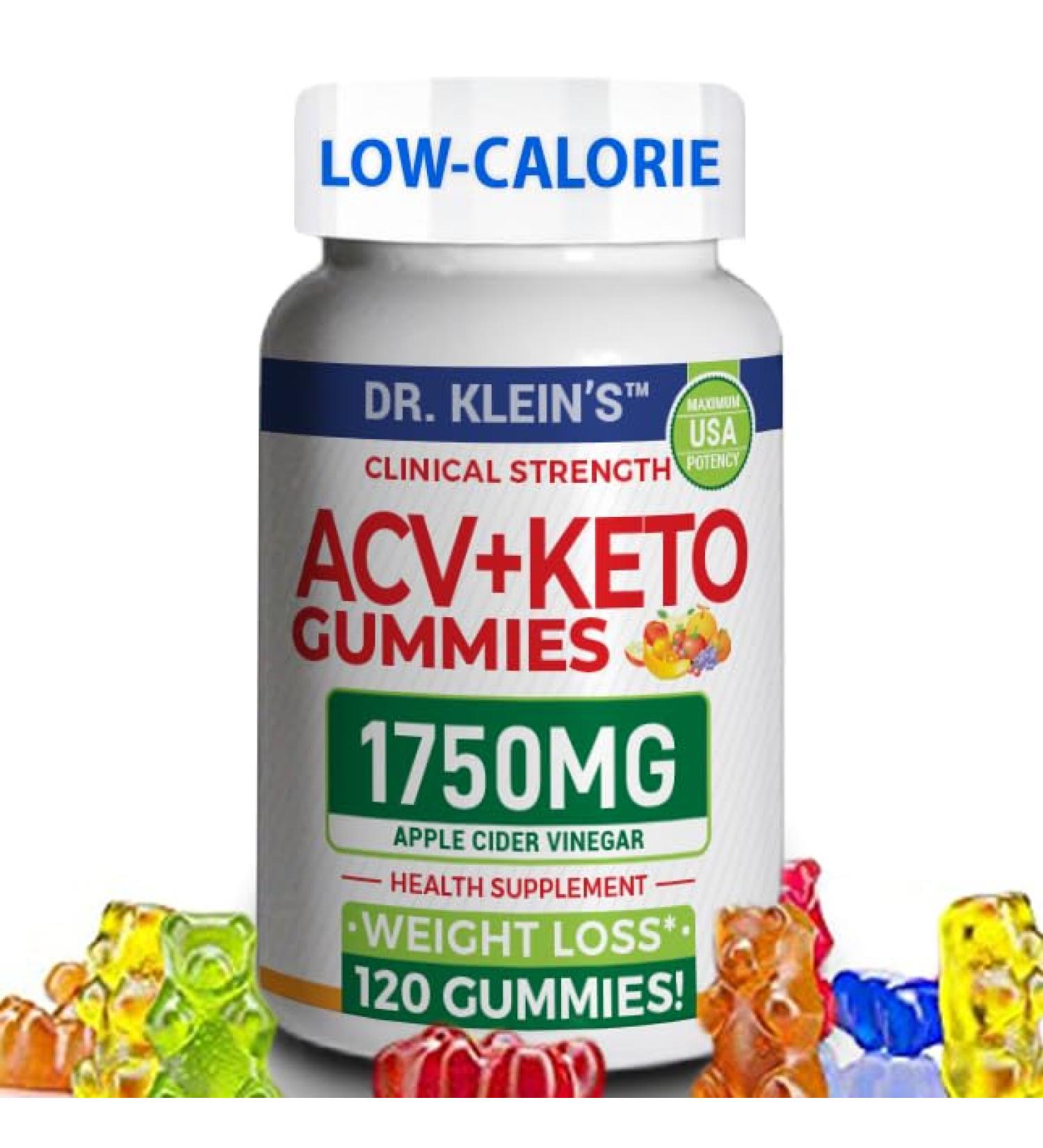 Keto ACV Gummies - 1750mg Low-Calorie Apple Cider Vinegar for Weight Loss & Digestion - 120 Count - Buy Online on GoSupps.com