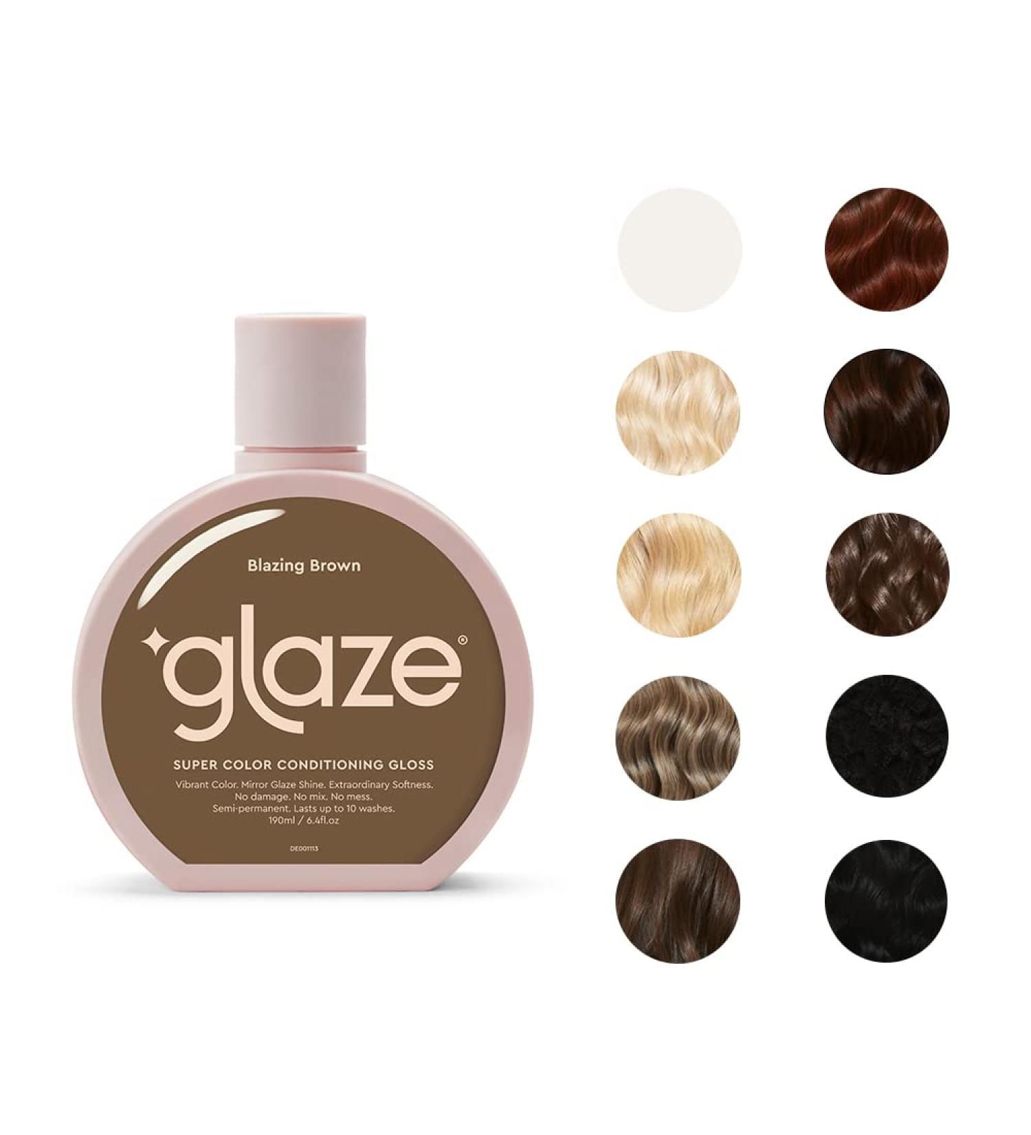 Glaze Super Color Conditioning Gloss 6.4fl.oz - Award-Winning Hair Gloss & Dye | Semi-Permanent, No Mix Hair Mask | Blazing Brown | 2-3 Treatments - Buy Online on GoSupps.com