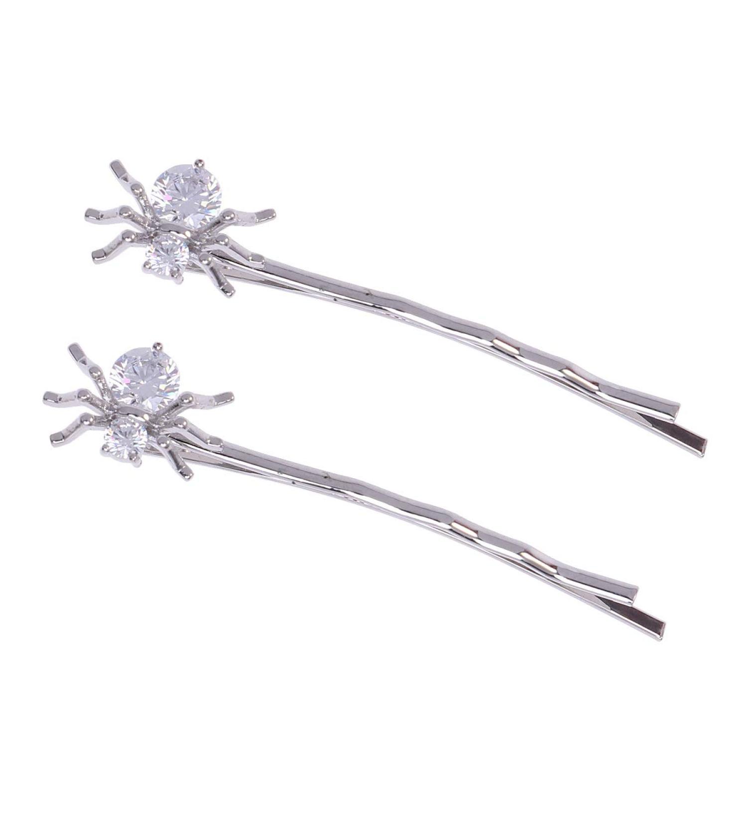 Minkissy 1 Pairs of Spider Bobby Pins Sliver Rhinestone Spider Hair Pins Funny Crystal Spider Hair Clips for Women Girls - Buy Online on GoSupps.com
