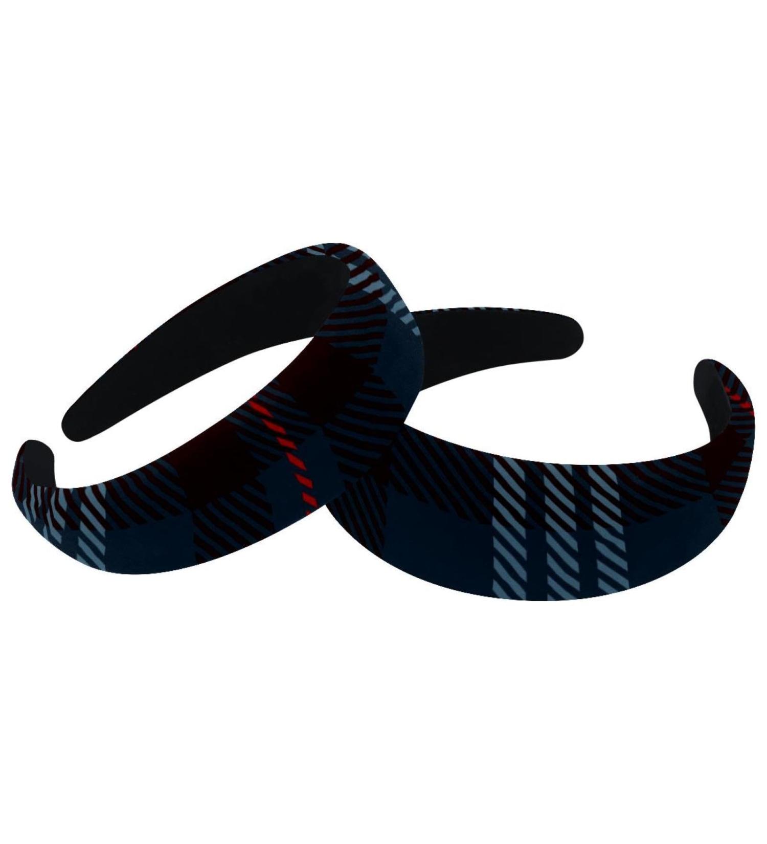 Headbands Women Hair Head Bands 2 Pieces Wide Top Turban Velvet Hair Bands Elastic Headband Dark Blue Plaid Fashion Head Wrap 2 Size Multi-colored 4 - Buy Online on GoSupps.com