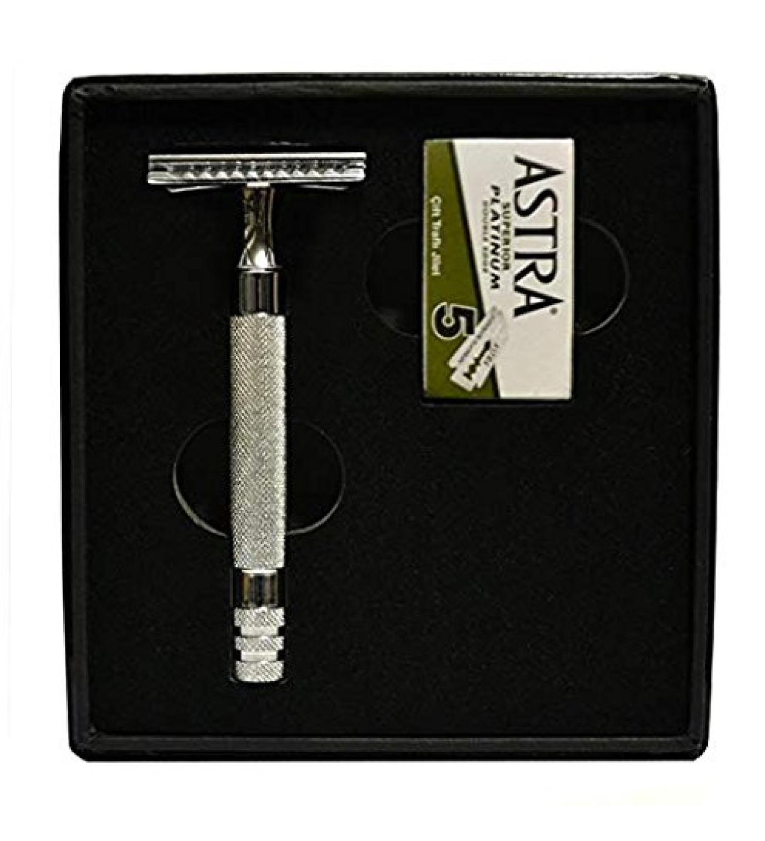 CS-201 Heavy Duty Long Handled Safety Razor | 5 Astra Double Edge Blades | premium International Shipping - Buy Online on GoSupps.com