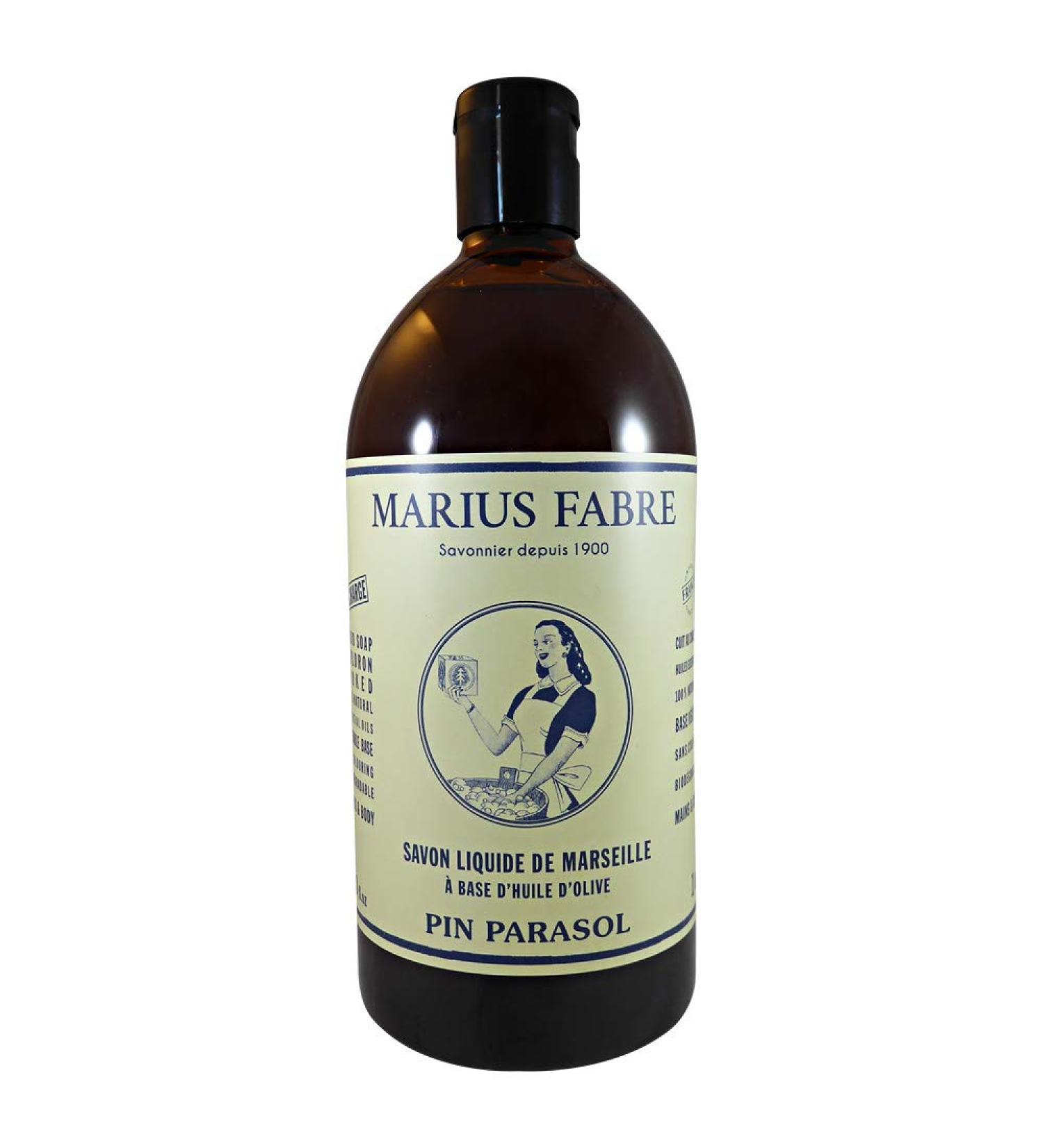 Marius Fabre Savon de Marseille Liquid Soap 1Litre - Natural Pine Fragrance (Refill Bottle) by Marius Fabre