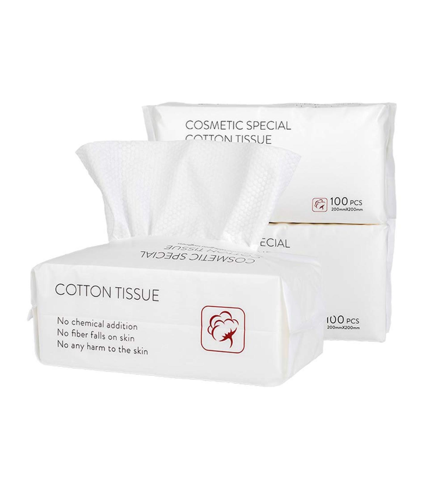 Trendy Moon Extra Soft Thick Dry Wipes Made of Pure Cotton Disposable Cotton Facial Tissues for Sensitive Skin (7.87 x7.87 -300 Count)
