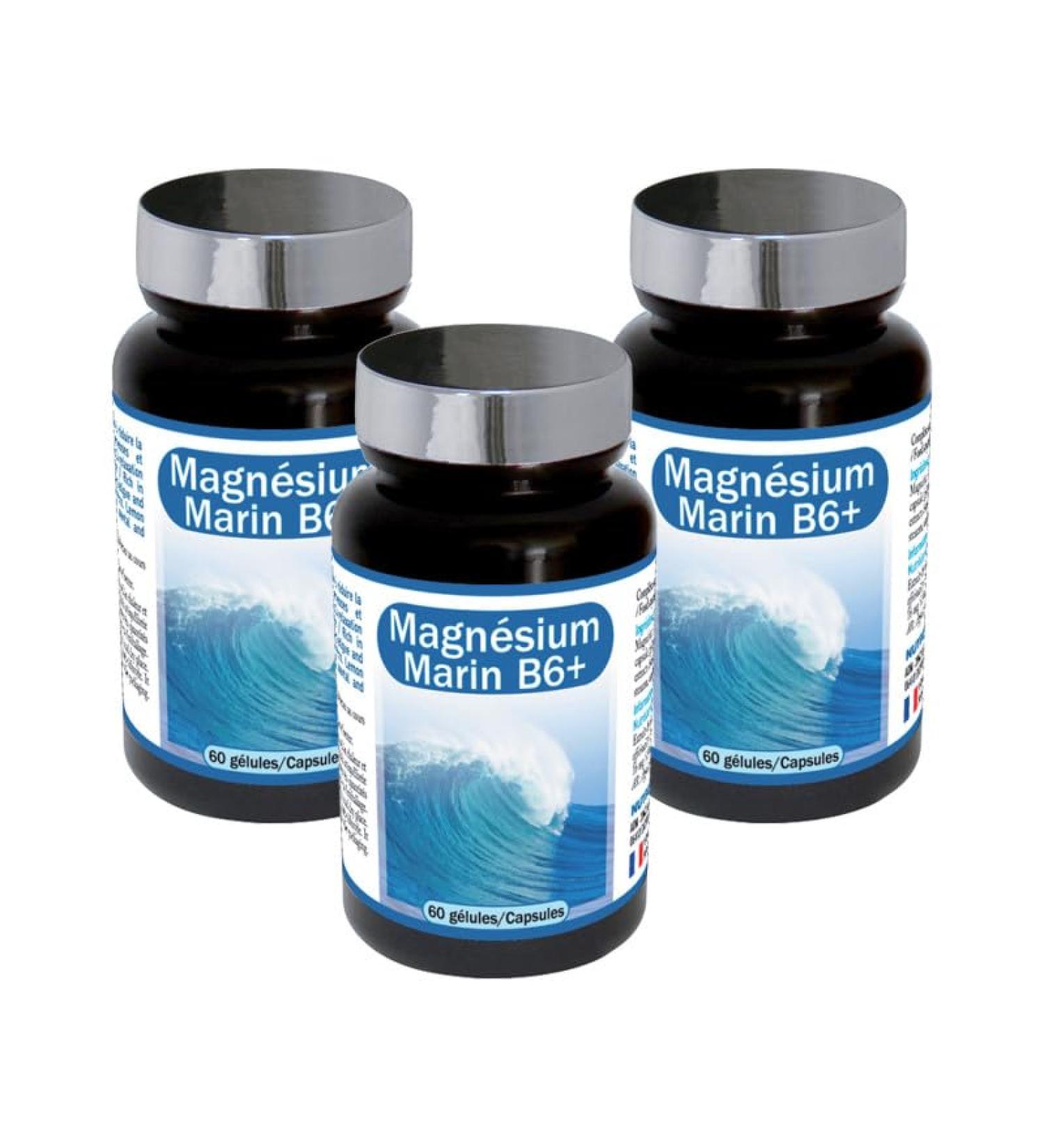 NUTRIEXPERT - Marine Magnesium B6+ - Food Supplement with Magnesium + Vitamin B6 + Lemon Balm - Promotes Nervous System Balance and Well-Being - Reduces Fatigue - Pack of 3 Products - Buy Online on GoSupps.com