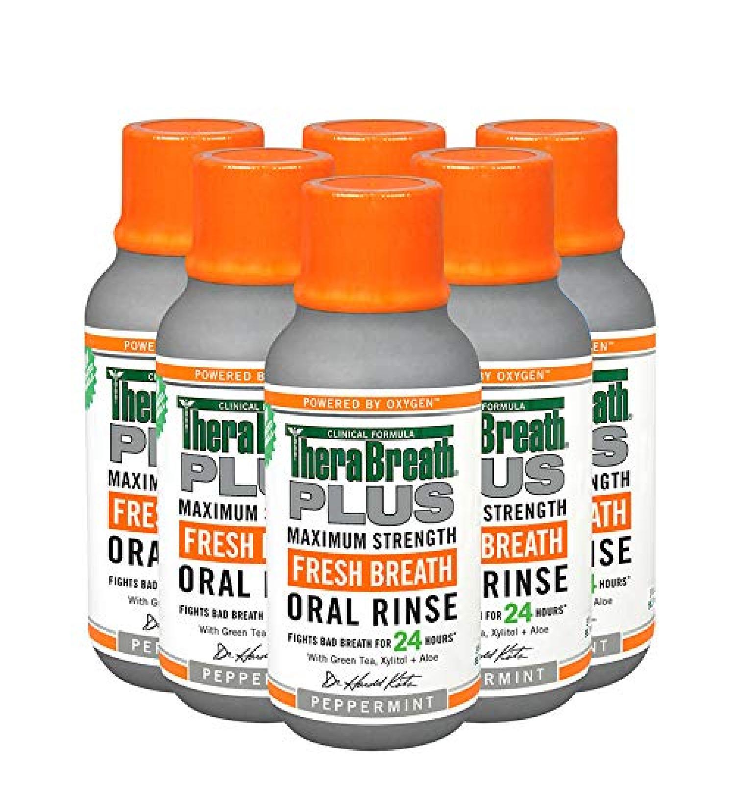 TheraBreath Plus Fresh Breath Oral Rinse - Max Strength 24-Hour Peppermint (3oz  Pack of 6) - Buy Online on GoSupps.com