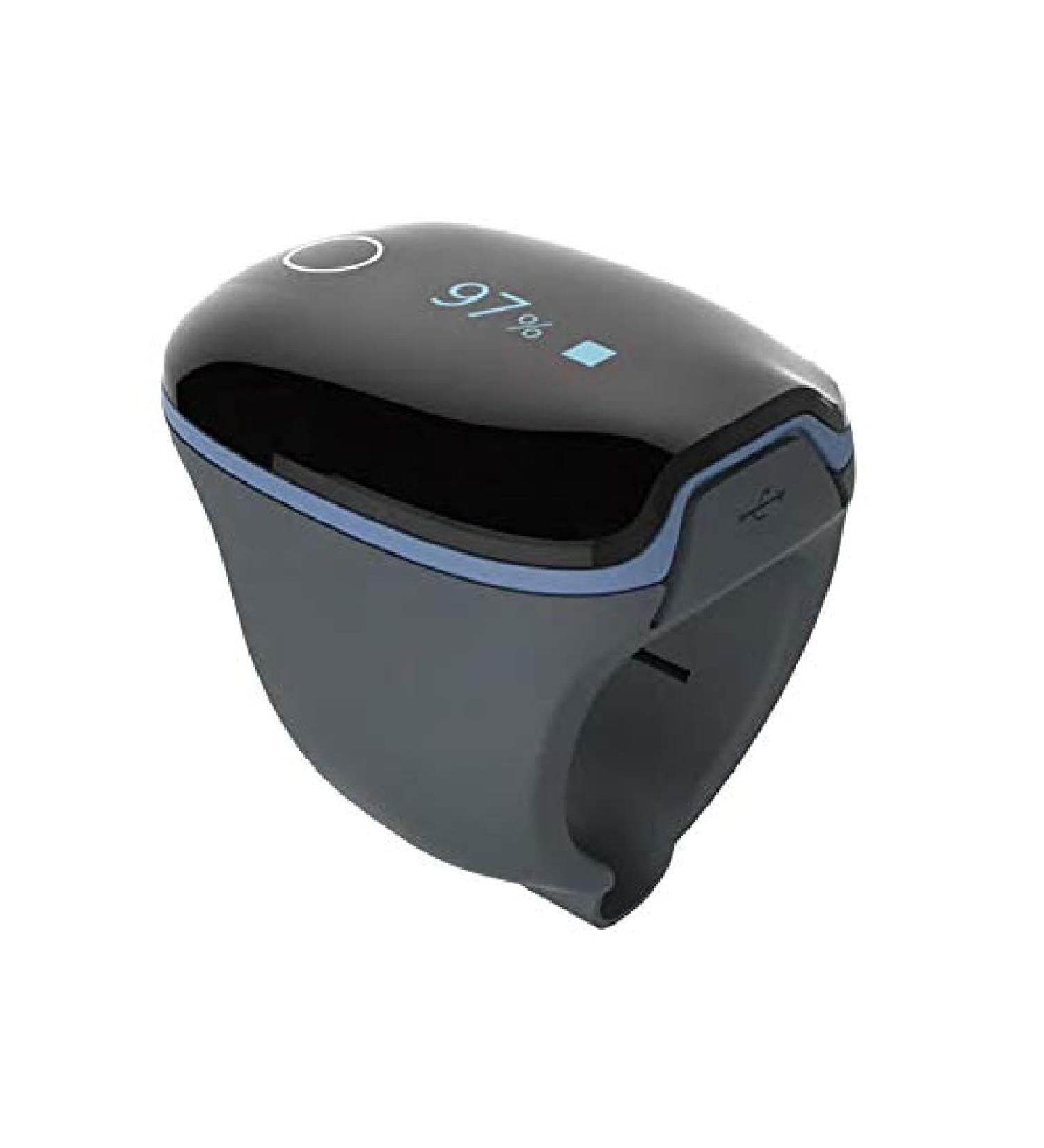 Viatom o2ring ring pulseximeter portable finger pulseximeter bluetooth touchscreen spo2 heart rate and perfusion index adults home and health use black