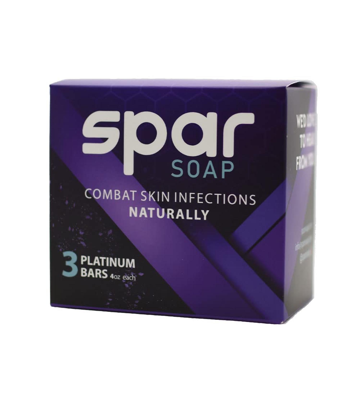 Antifungal Antibacterial Spar Soap Platinum Bar 3-Pack | Tea Tree Lavender Cassia Clove | For Body Odor, Jock Itch, Ringworm, Athlete's Foot | Ideal for Contact Sport Athletes - Buy Online on GoSupps.com