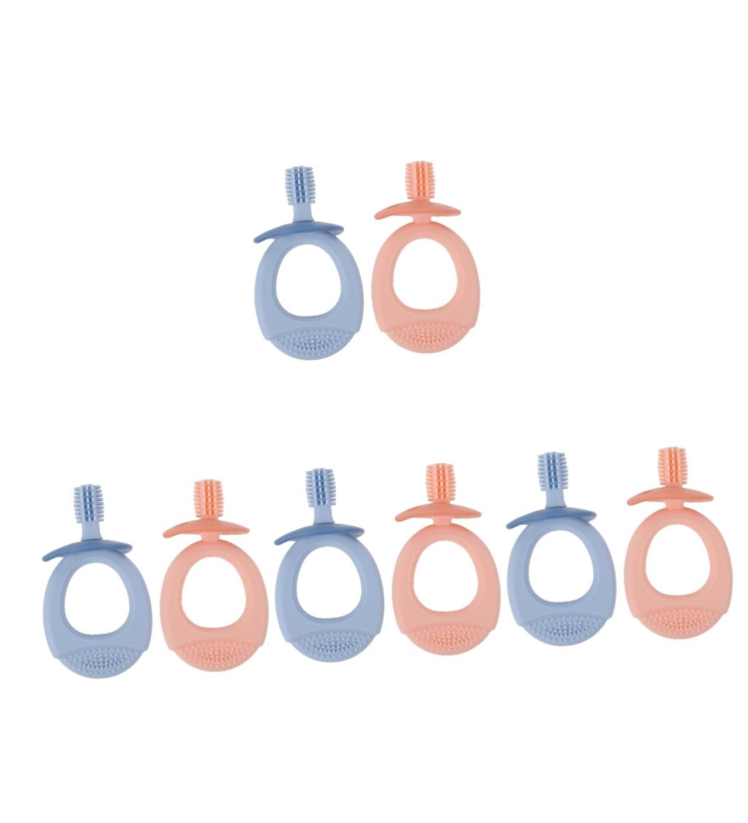 Minkissy 8-Pack Silicone Toothbrushes for Teething - Safe Food-Grade Baby Training Brushes & Chew Toys - Buy Online on GoSupps.com