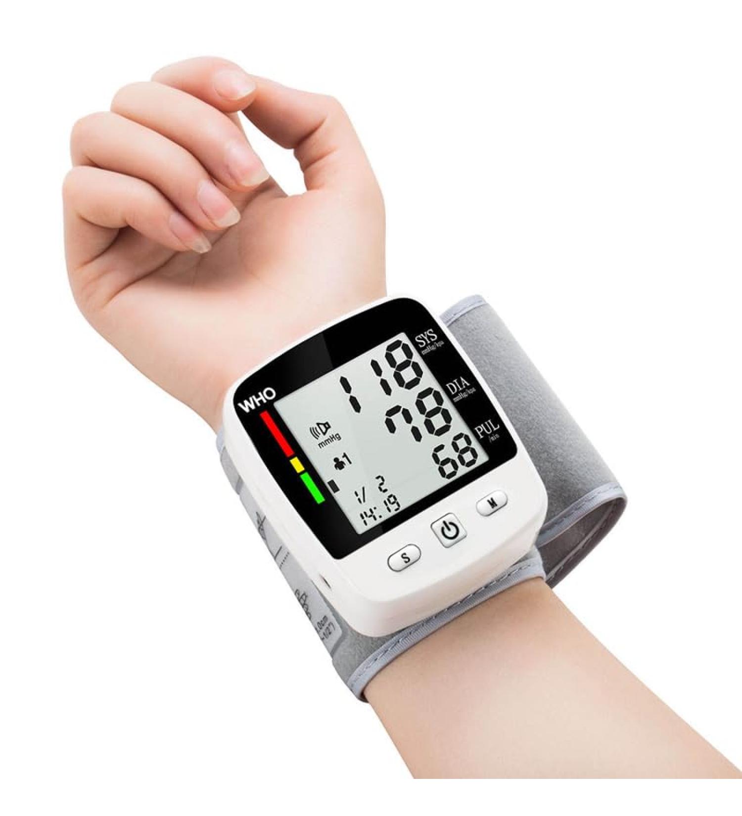 Buy Rechargeable Digital Wrist Cuff Blood Pressure Monitor - Smart Voice Sphygmomanometer with Large Screen & 180 Memory Records - International Shipping Available - Buy Online on GoSupps.com