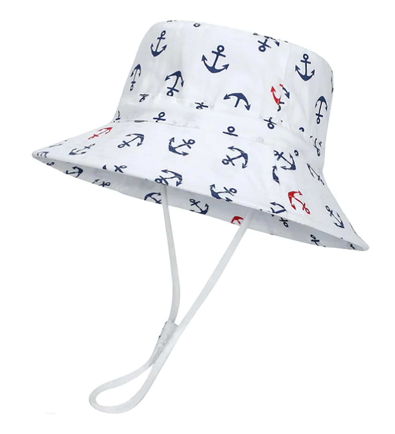 XYIYI Kids Bucket Hat | Adjustable Sun Hat for Boys & Girls 12-24 Months | Anchor White Beach Hat - Buy Online on GoSupps.com