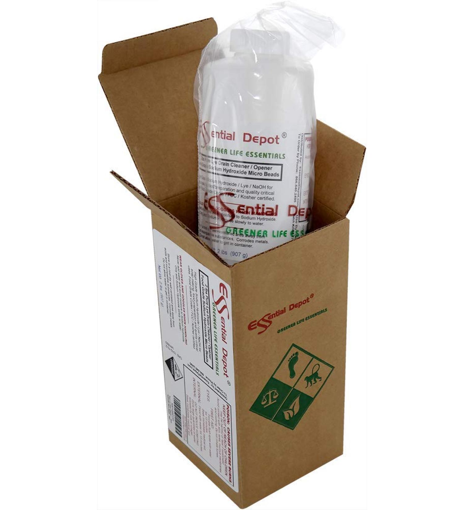 2 lbs. Pure Lye Drain Cleaner/Opener - Food Grade Sodium Hydroxide Micro Beads - Child Resistant Cap - HDPE Container - Buy Online on GoSupps.com