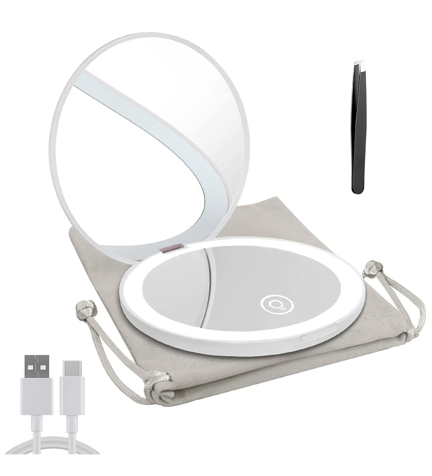Milishow Compact LED Light Magnifying Mirror 3.5in 1x/10x Rechargeable - White 1Pack - Buy Online on GoSupps.com