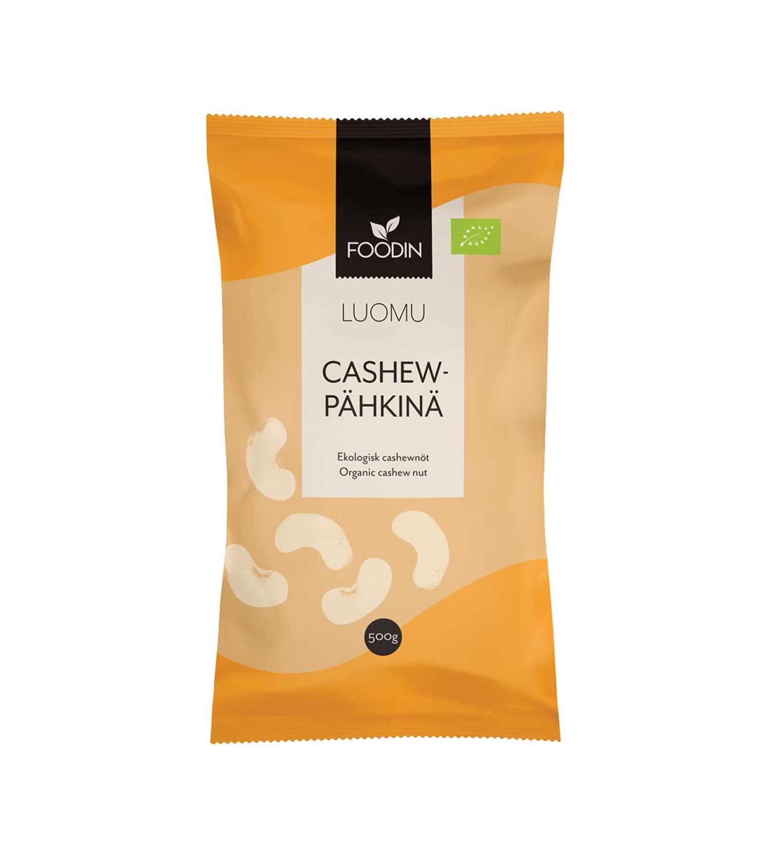 Buy Foodin Organic Cashew Nuts (500g) - Gluten-Free Vegan Excellent Protein Source 100% Organic Sweet Snacks - Buy Online on GoSupps.com