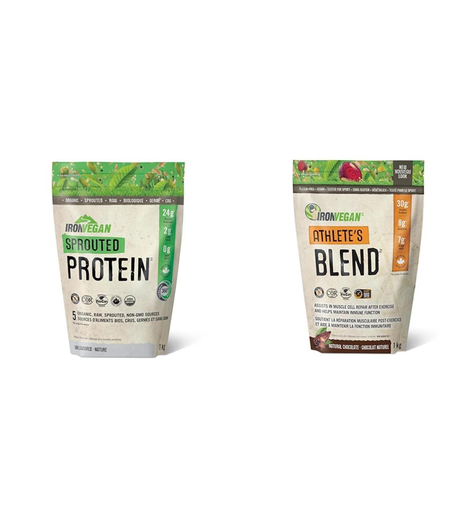 Sprouted Protein Unflavoured 1kg | Vegan plant-based organic gluten-free Beige & Athlete's Blend Protein Powder Chocolate Flavour 1 kg - Buy Online on GoSupps.com