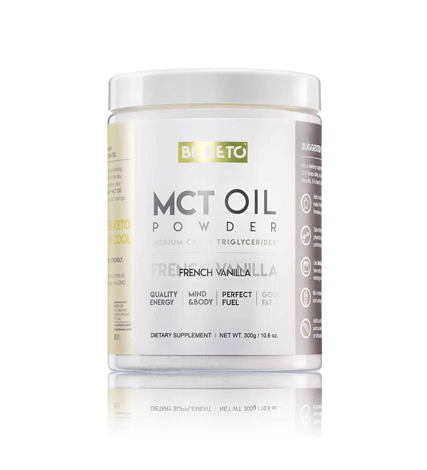 Be Keto MCT Oil Powder French Vanilla 300g Ideal for ketosis ketosis and ketogenic diets zero net carbs Energy boost - Buy Online on GoSupps.com