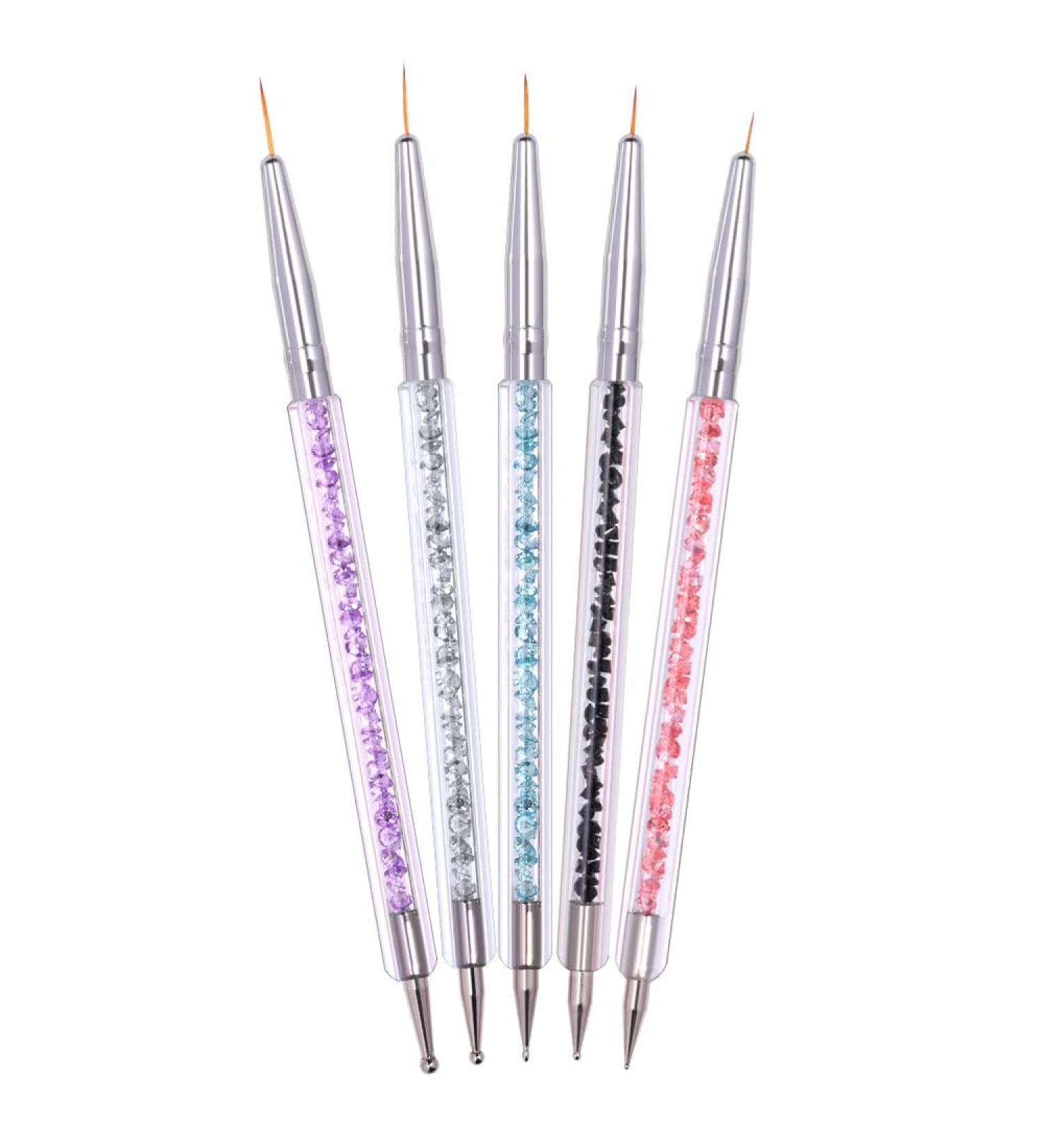 5-Piece Nail Brush Set - Professional Nail Art Dotting Tools & Dual-Ended Acrylic Pen for DIY Nail Design - Buy Online on GoSupps.com