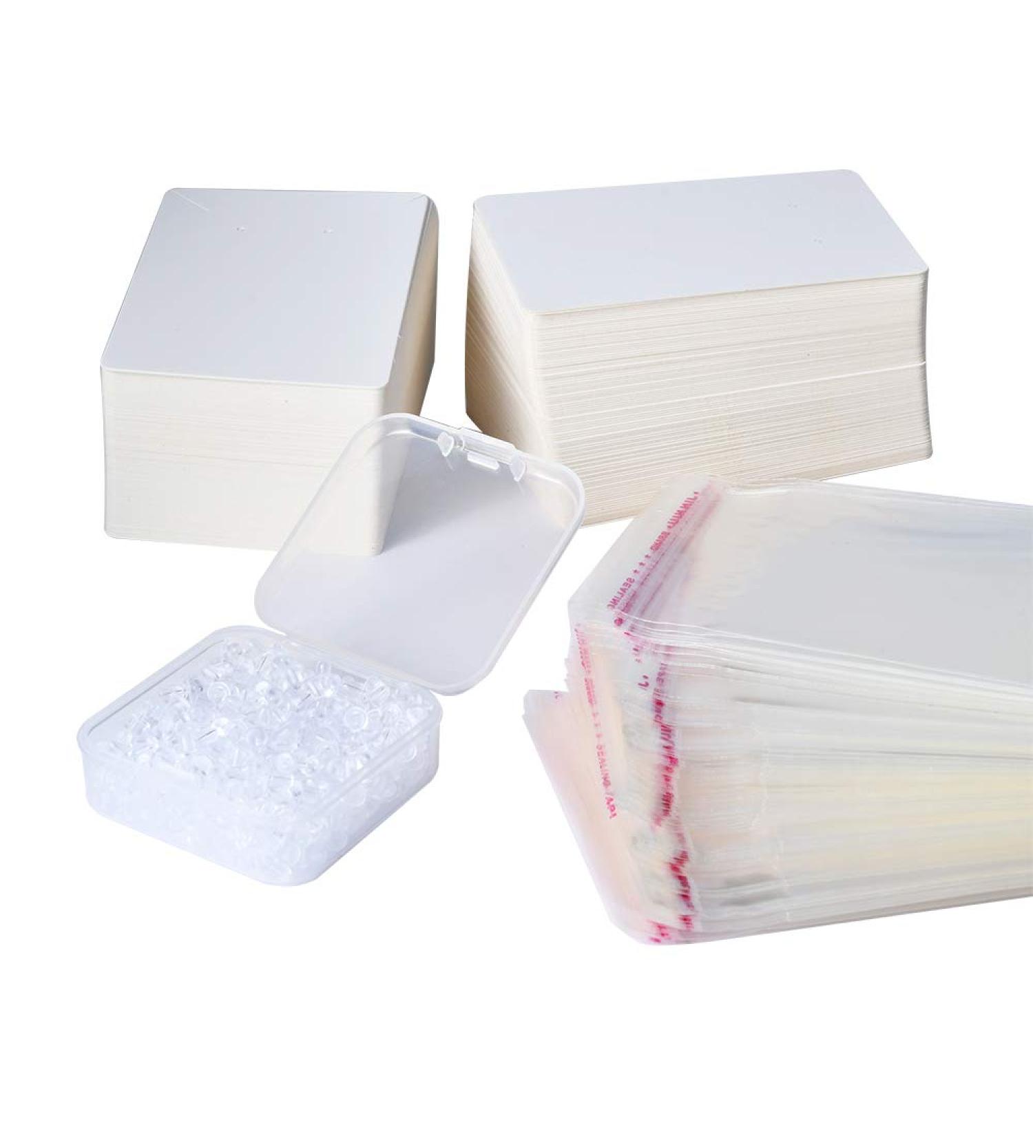 BUUFAN 900 PCS Earring Necklace Display Cards Set - White Kraft Paper Card Holder with Self-Seal Bags and Earring Backs for Jewelry DIY and Selling | 6x9 White - Buy Online on GoSupps.com