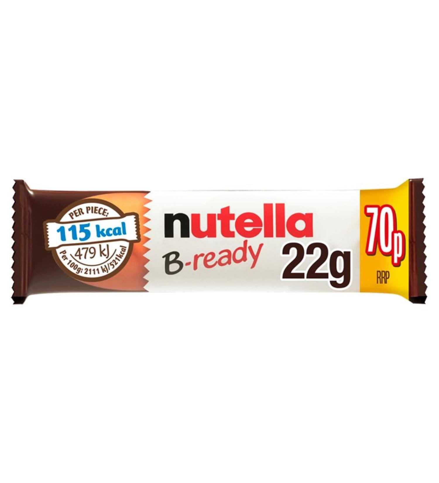 Nutella B-Ready Hazelnut Chocolate Snack Bar 36 x 22g PMP Pack - Buy Online on GoSupps.com