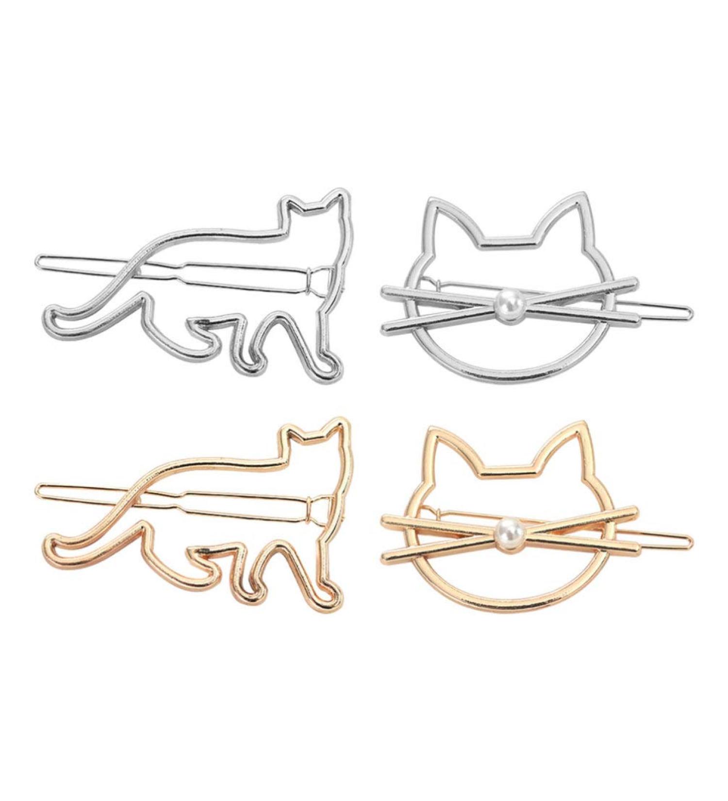 Lurrose 4pcs Cute Cat Hair Clips Metal Pearl Hollow Hair Pins Bobby Pins Hair Barrettes Hair Styling Pins for Women Girls Ladies - Buy Online on GoSupps.com
