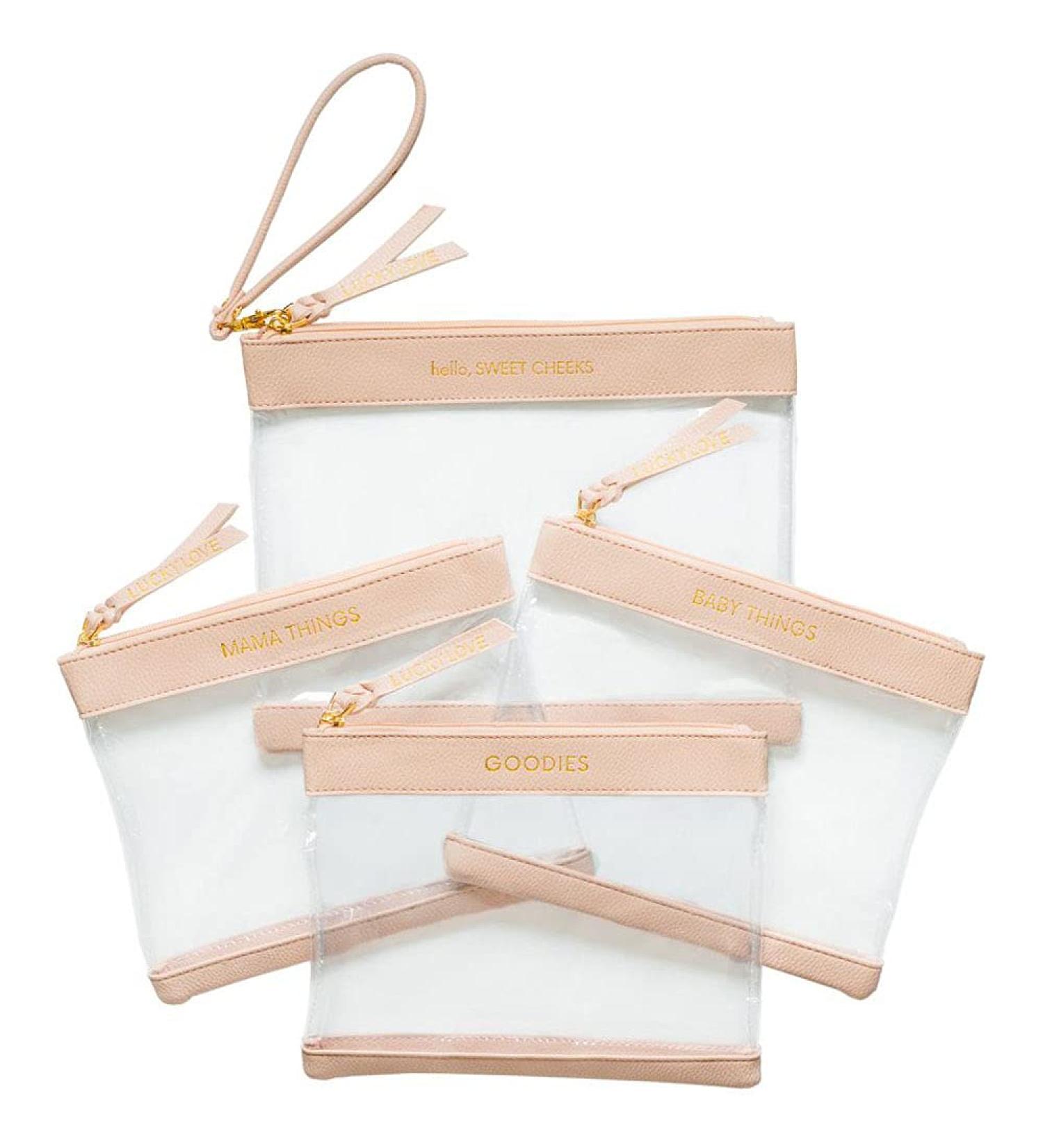 Diaper Bag Organizing Pouches Set with Diaper Clutch & Wet Bag (Blush/Clear) - Buy Online on GoSupps.com
