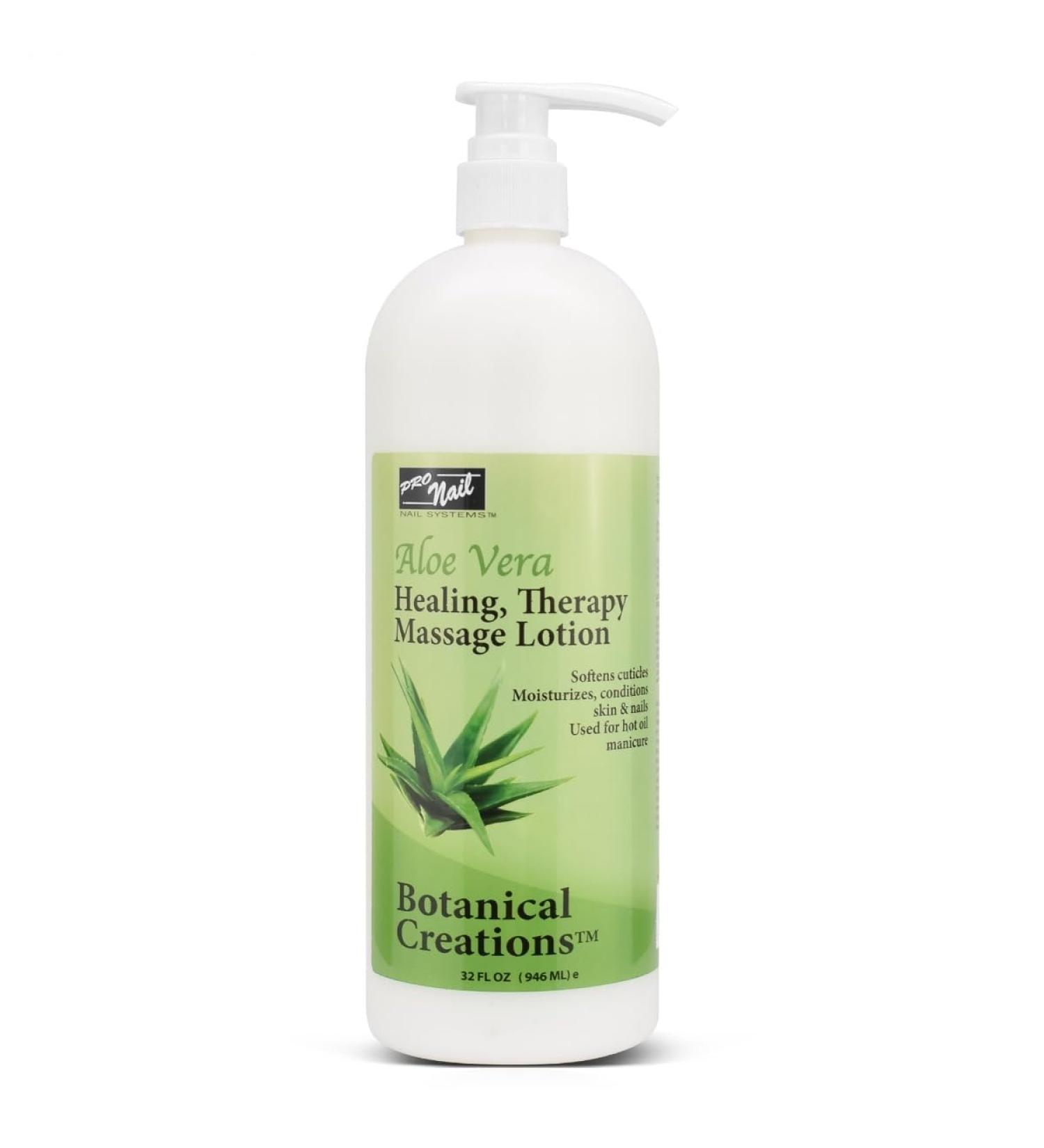 PRONAIL - Healing Therapy Massage Lotion - Professional Pedicure Body and Hot Oil Manicure Infused with Natural Oils Vitamins Panthenol and Amino Acids (Aloe Vera 32 Ounce)