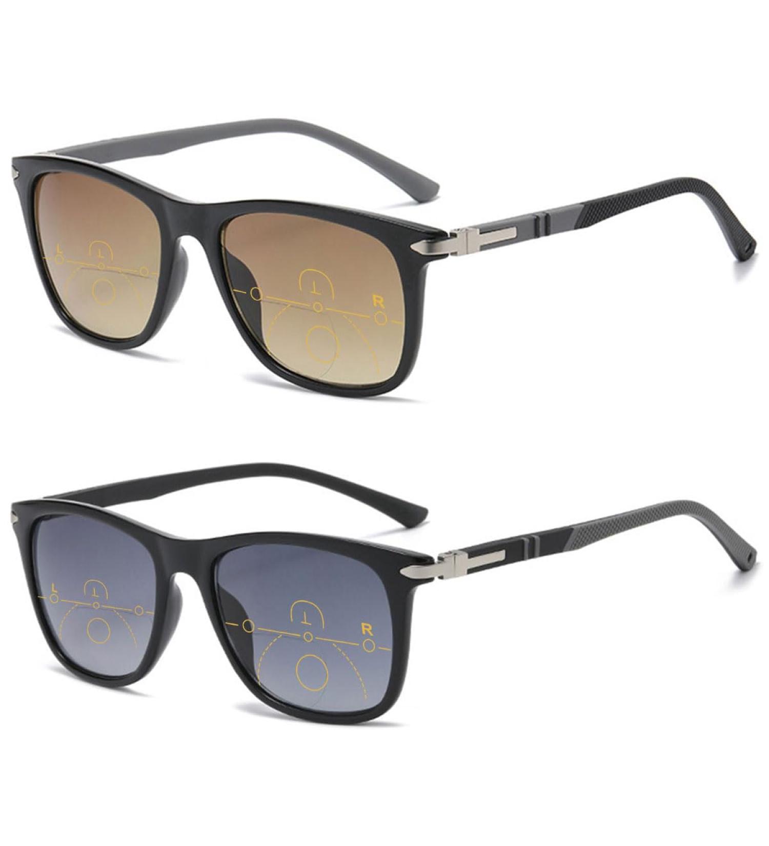 Buy Koosufa Fashion Bifocal Sunglasses - Progressive Reading Glasses for Men & Women | TR90 Spring Hinge | Outdoor Reading Help - 1.0 to 3.5x | 2 Color Set - Buy Online on GoSupps.com