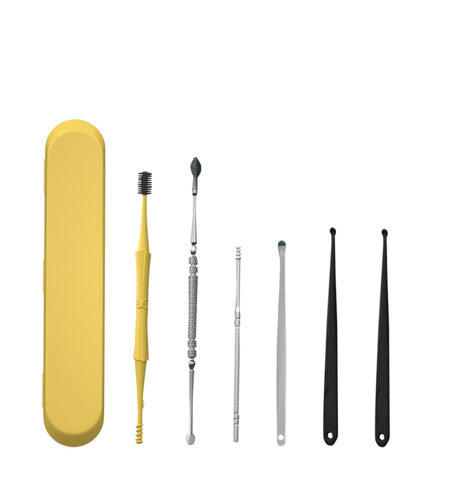 7-in-1 Ear Pick Set | Professional Ear Wax Removal Kit with Storage Box - Yellow - Buy Online on GoSupps.com