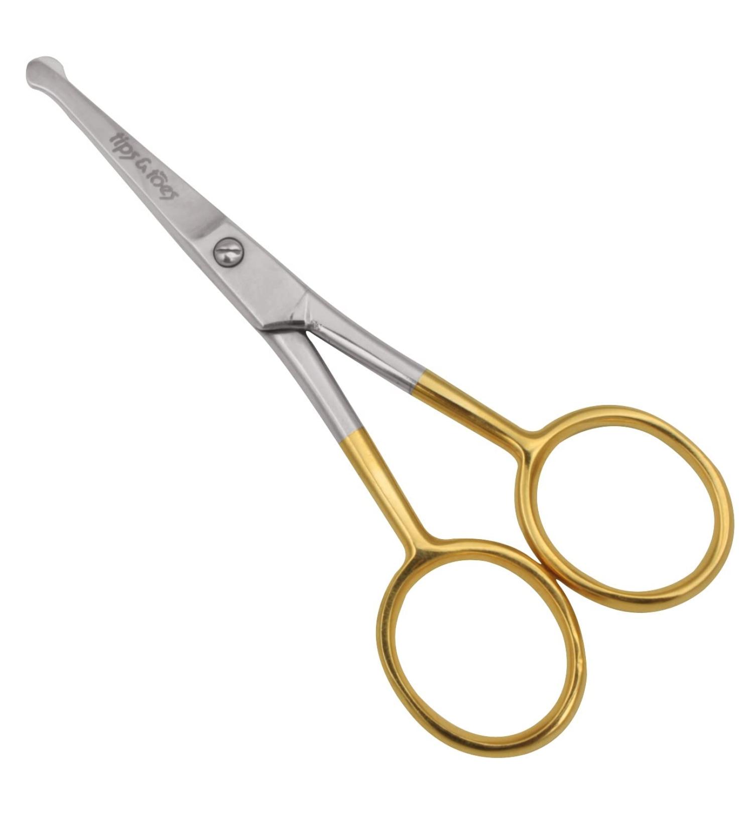 Rounded Tip Nose Hair Scissors for Facial, Ear, and Eyebrow Trimming - Gold - Buy Online on GoSupps.com