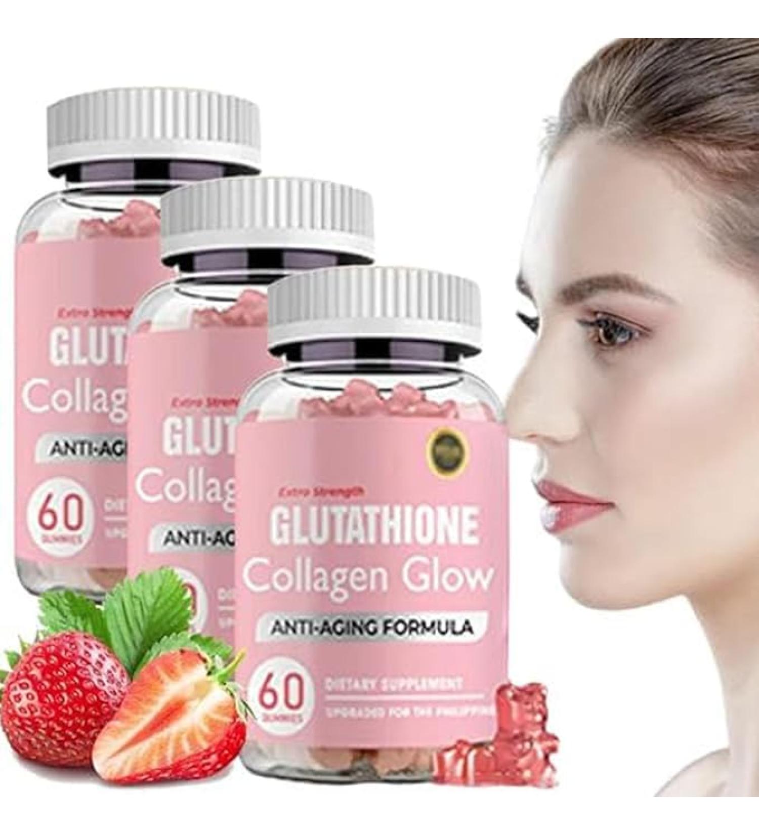 2024 New 1/2/3 Bottle Glutathione Collagen Glow Gummies - Glow Beauty Collagen Gummies for Women | Korean Organic Glutathione Gummies for Dark Spot | Brightening Skin Collagen Vitamins for Women - 60Pcs/Bottle (3Bottle - 180Pcs) - Buy Online on GoSupps.com