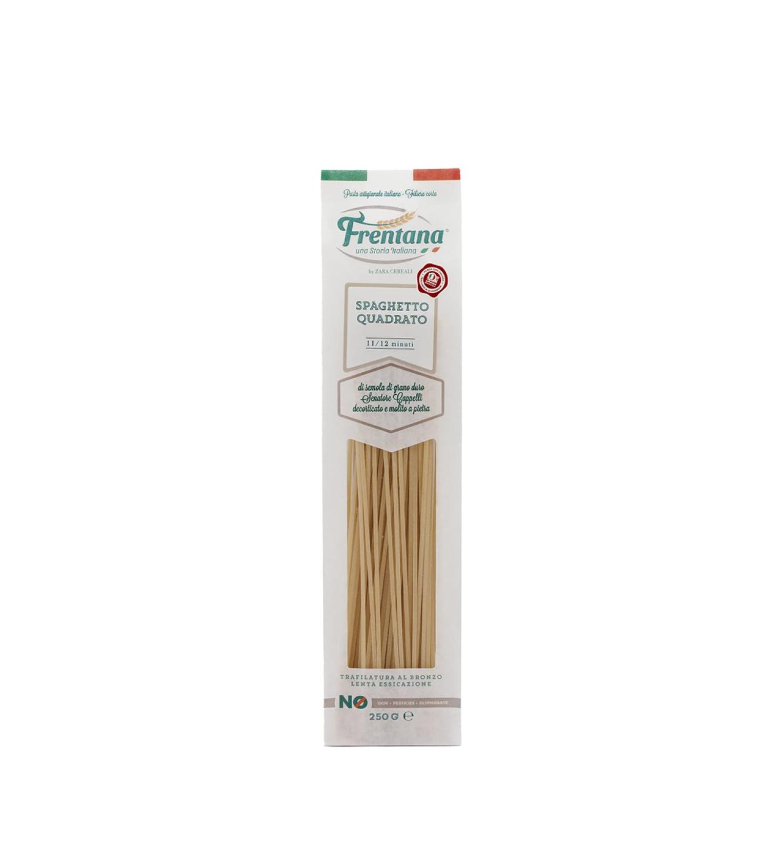 FRENTANA SRL FRENTANA Square spaghettis from Cappelli durum wheat bronzed and slowly dried Italian pasta artisanal processing package of 24 x 250gr - Buy Online on GoSupps.com