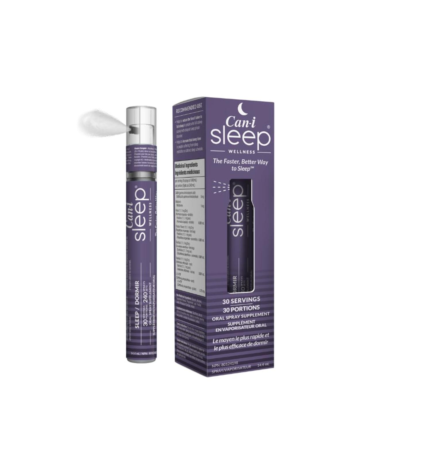 Sleep Fast & Longer - Ready to use Oral Spray - Sleep Support with Melatonin GABA and 5-HTP - Liquid Melatonin Spray - Better than Sleep Gummies for Adults - Can-i Sleep by Can I Wellness Sleep 1 Pack - 30 Servings - Buy Online on GoSupps.com