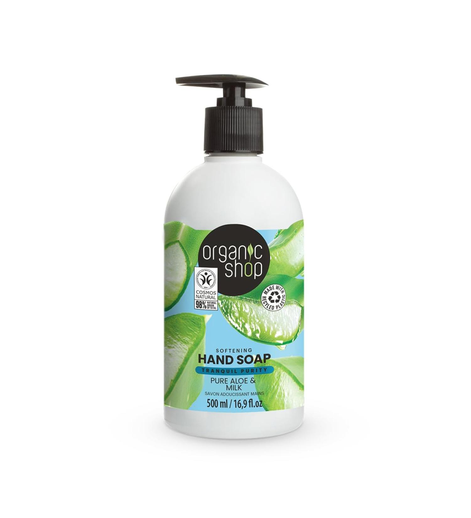 Softening Hand Soap with Organic Aloe & Milk - 500ml | Hydrating Gentle Cleansing | International Shipping Available - Buy Online on GoSupps.com