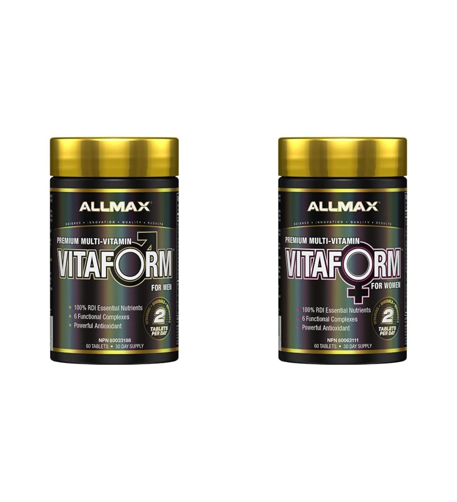 Allmax Nutrition Vitaform Premium Multi-Vitamins for Men and Women (30-day supply) Multi-Vitamin + Multi-Vitamin for Women - Buy Online on GoSupps.com
