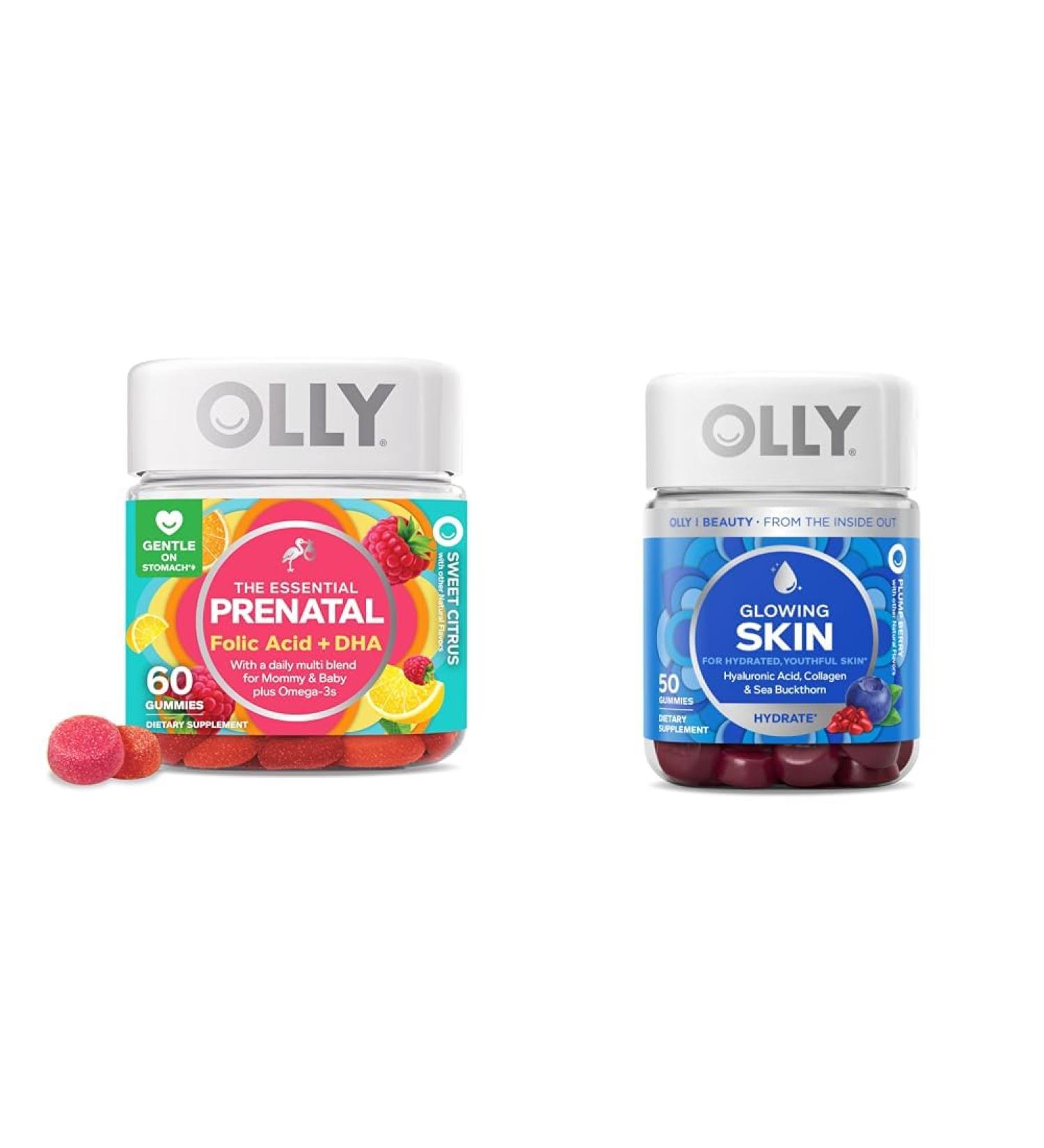 OLLY The Essential Prenatal Gummy Multivitamin 30 Day Supply (Gummies) Sweet & Glowing Skin Gummy 25 Day Supply (50 Count) Plump Berry Hyaluronic Acid Collagen - Buy Online on GoSupps.com
