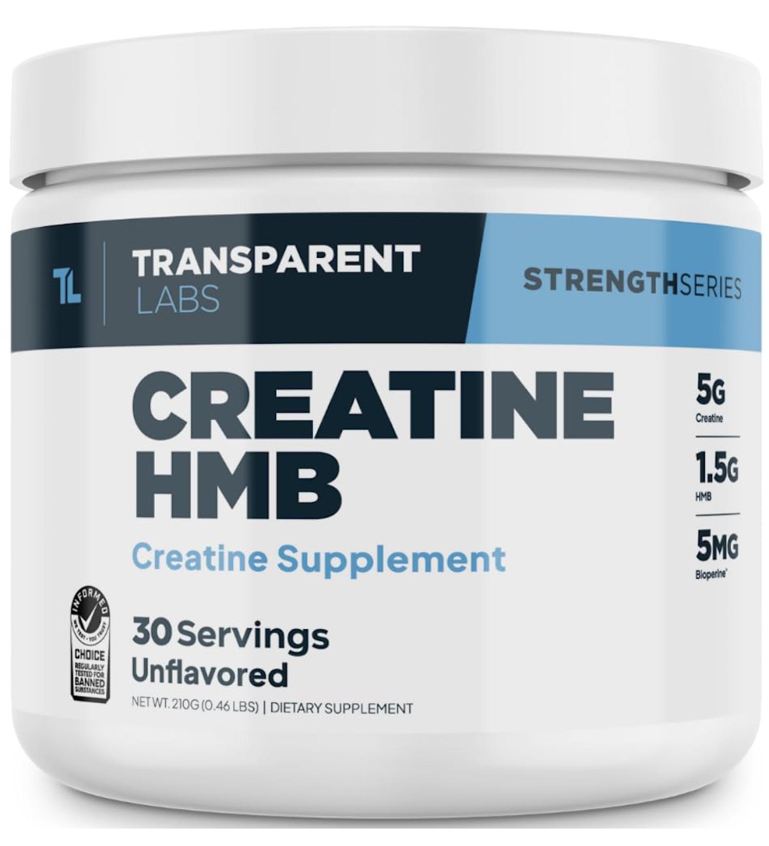 Buy Transparent Labs Creatine HMB - Unflavored Creatine Monohydrate Powder for Muscle Growth & Strength - 30 Servings - International Shipping Available - Buy Online on GoSupps.com