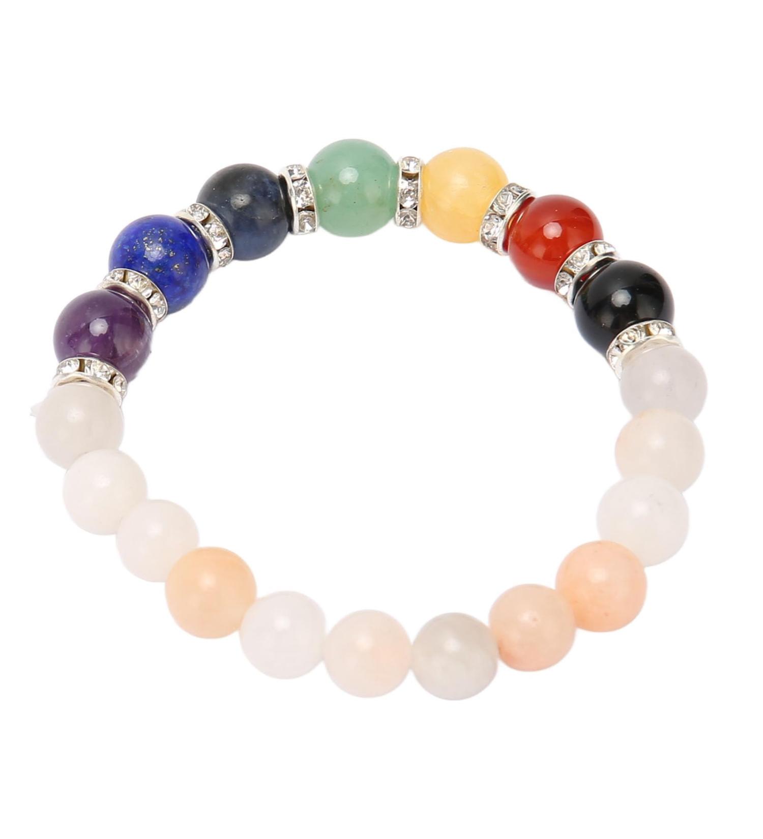 Harmony Chakra Bracelet | 7-Chakra Crystal Bracelet with Pink Aventurine for Emotions & Anxiety Relief | Ideal for Meditation & Yoga - Buy Online on GoSupps.com