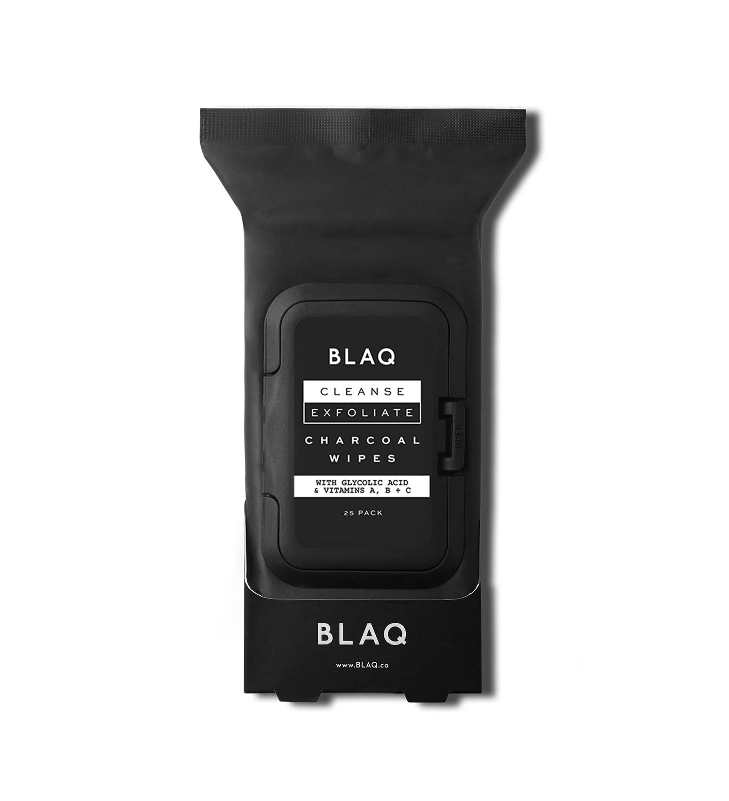 BLAQ Activated Charcoal Face Wipes | Dual Sided Cleansing & Exfoliating Wipes - 25 Count - Buy Online on GoSupps.com
