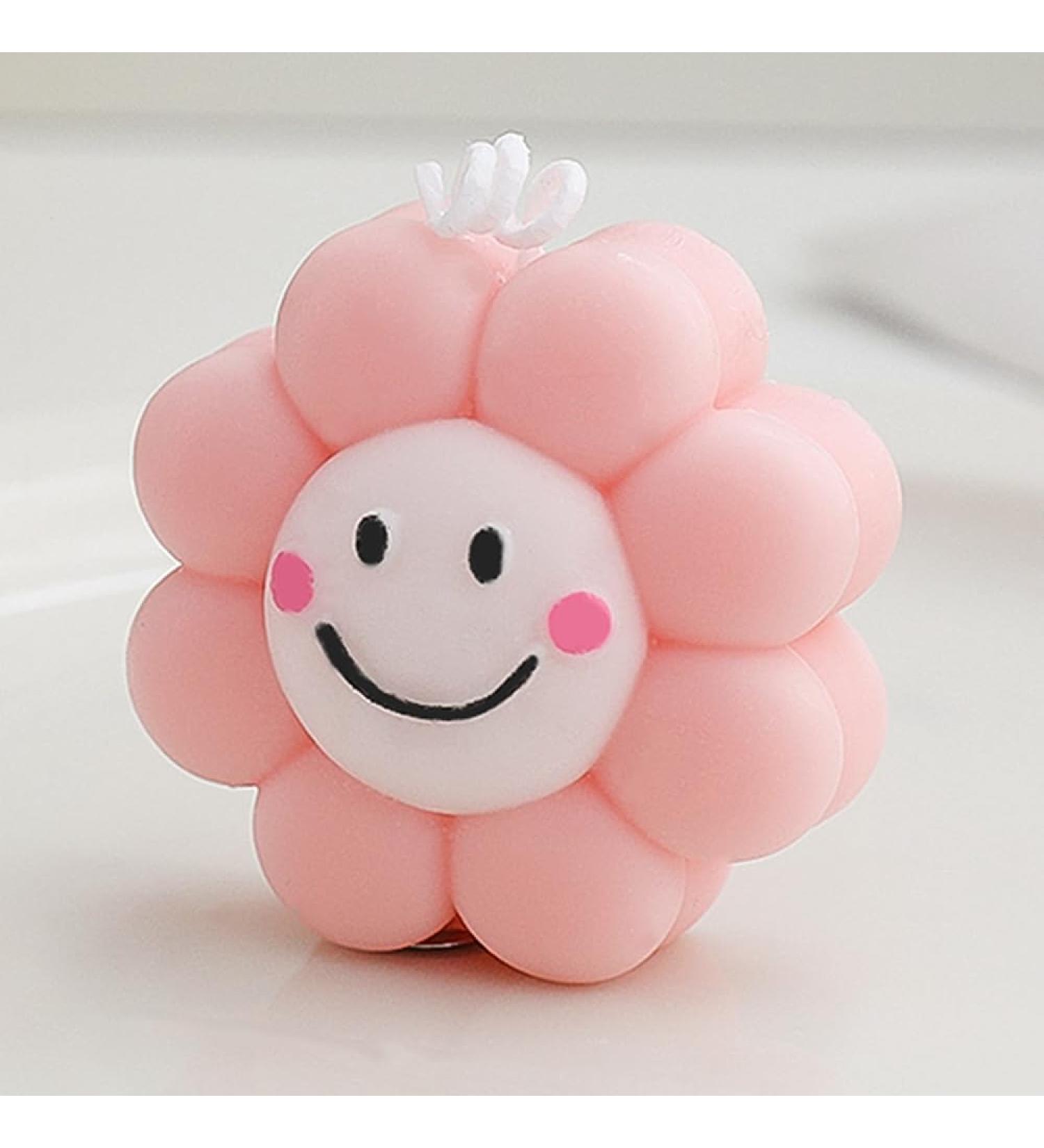 Smiley Candles - Aesthetic Soy Wax Aromatherapy Gifts for Women | Cute Flower Shaped Scented Candle - Peach Oolong Tea Room Decor (3 Inch - Buy Online on GoSupps.com