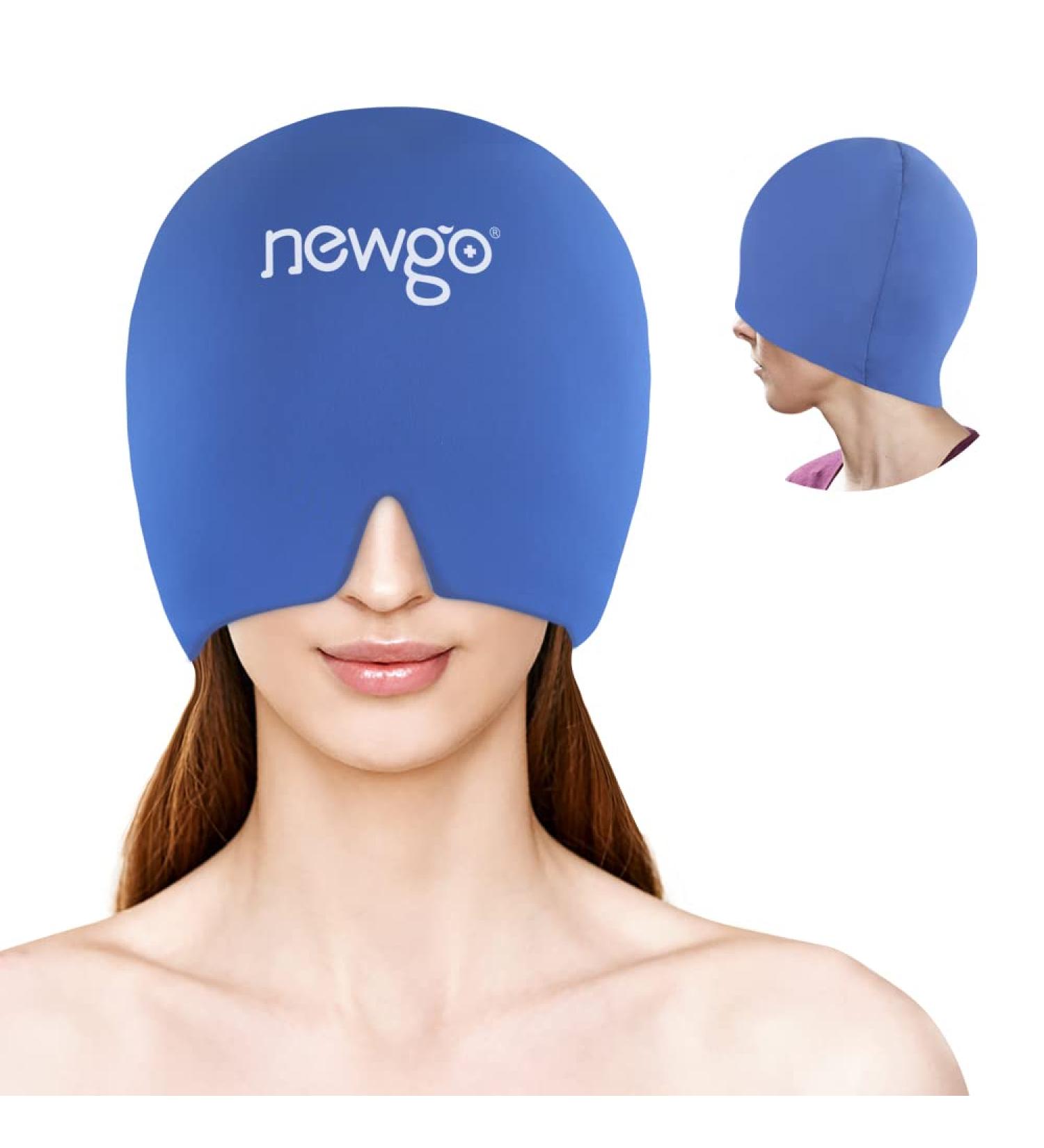 Newgo Migraine Mask & Cap - Full Coverage Ice Headache Relief Hat for Sinus & Stress - Dark Blue - Buy Online on GoSupps.com