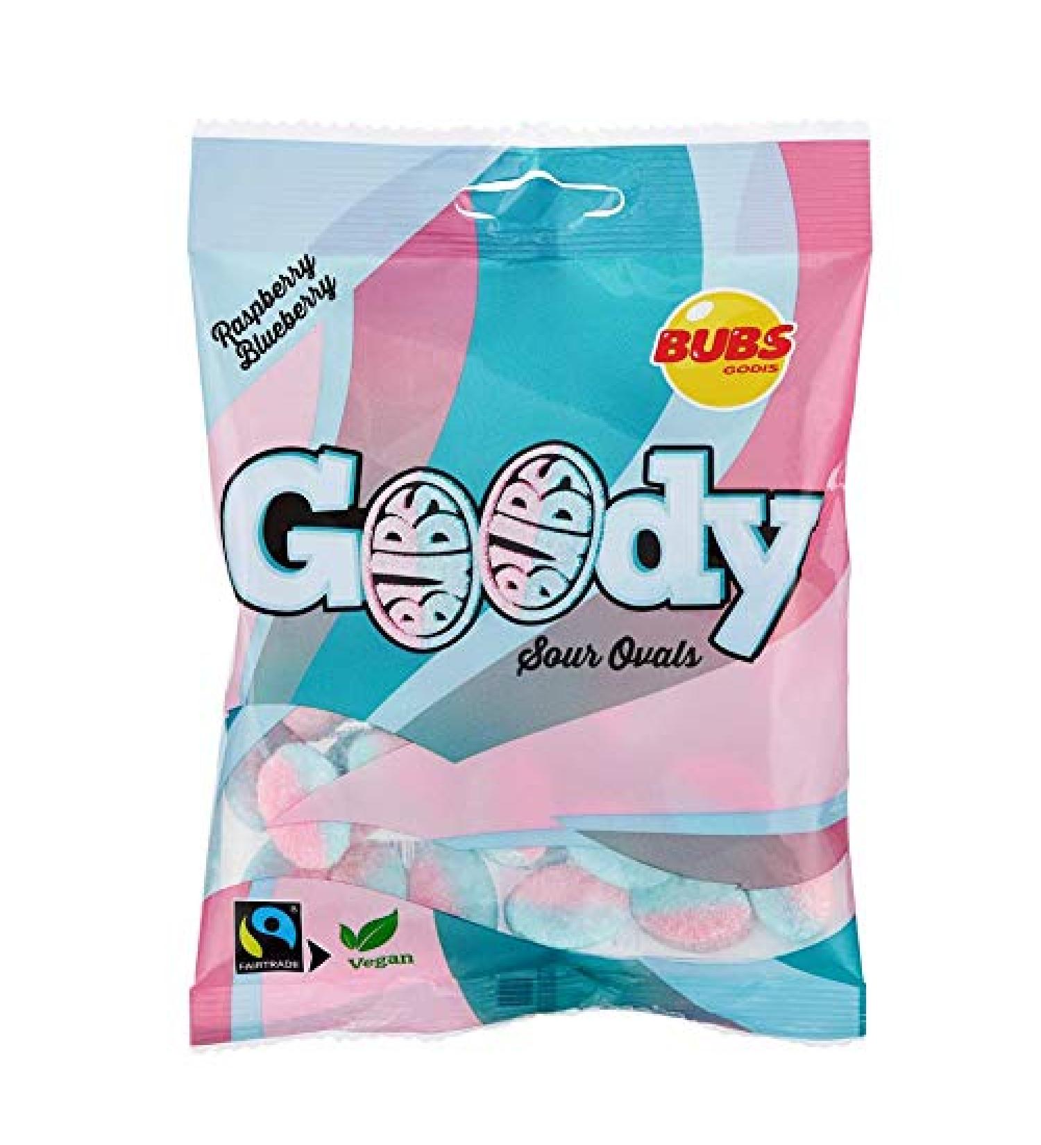Bubs Goody Sour Ovals - Raspberry Caramel - Pack of 6 - 90g