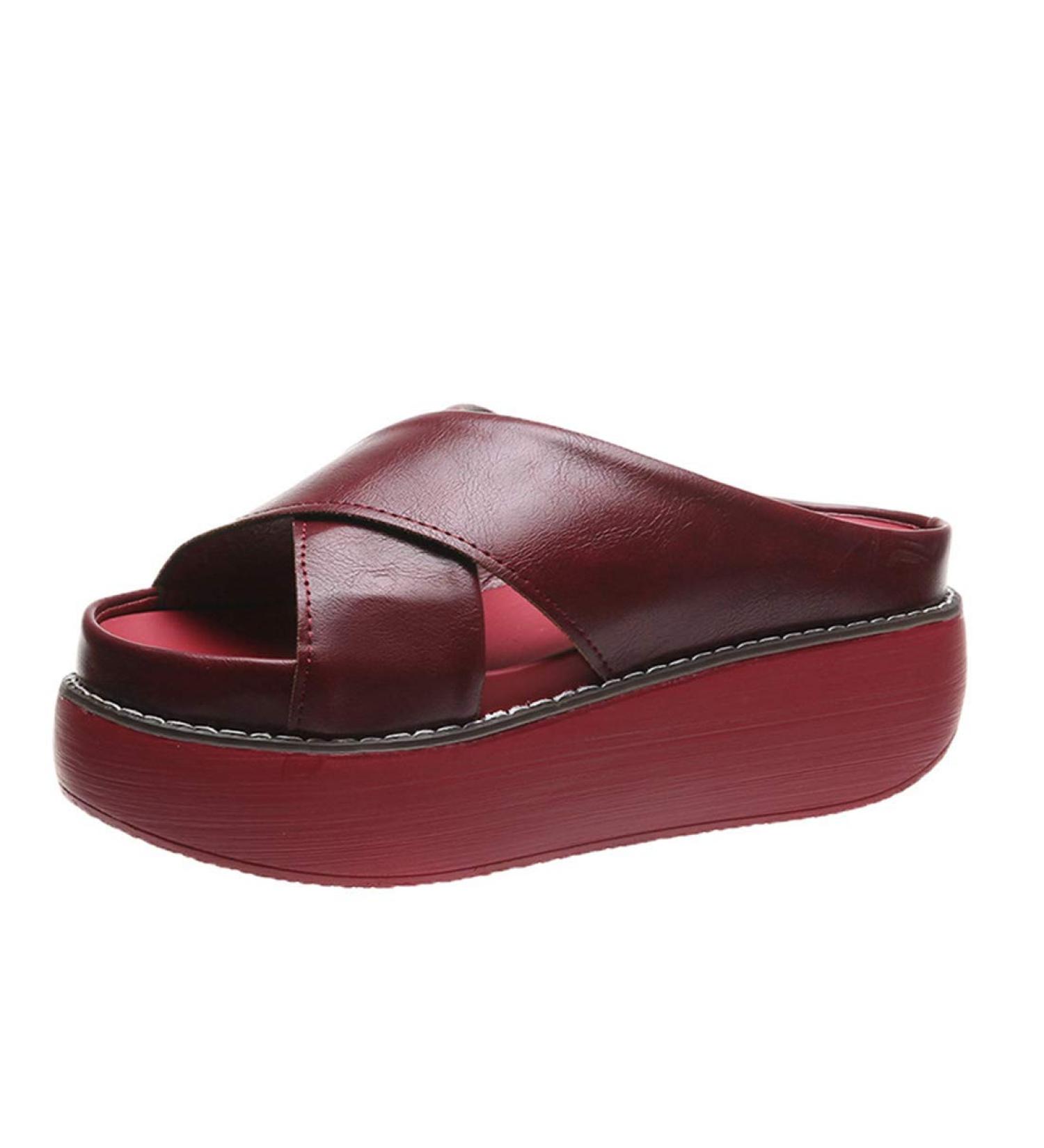 Stylish Women's Summer Wedge Sandals - Casual Slip-On Platform Flip Flops Non-Slip Footbed Open Toe (EU 43 SC Red) - Buy Online on GoSupps.com