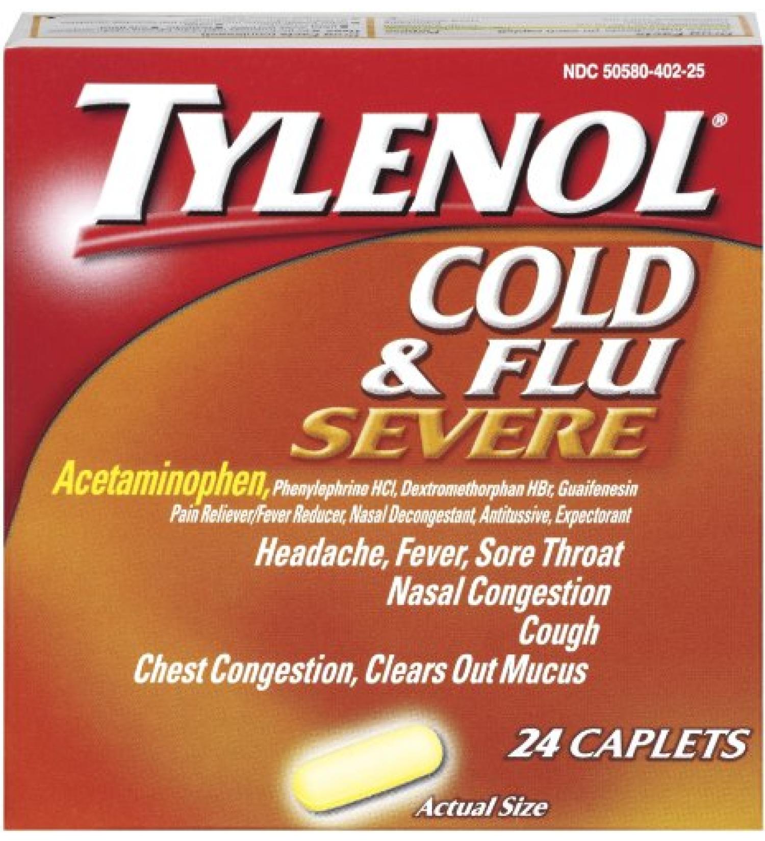 Tylenol Cold and Flu Severe 24-Count Caplets (Pack of 2)