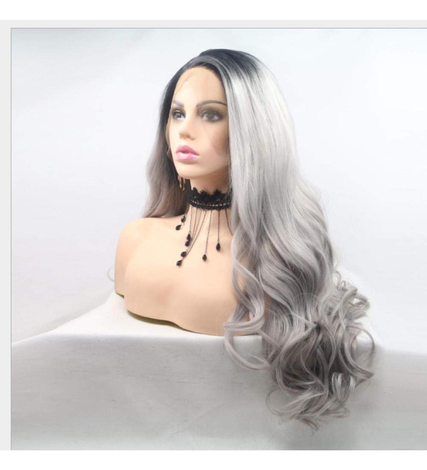 Synthetic Wigs for Women with Bangs - BGHJUE Realistic Gray Curly Wig Accessories - Buy Online on GoSupps.com